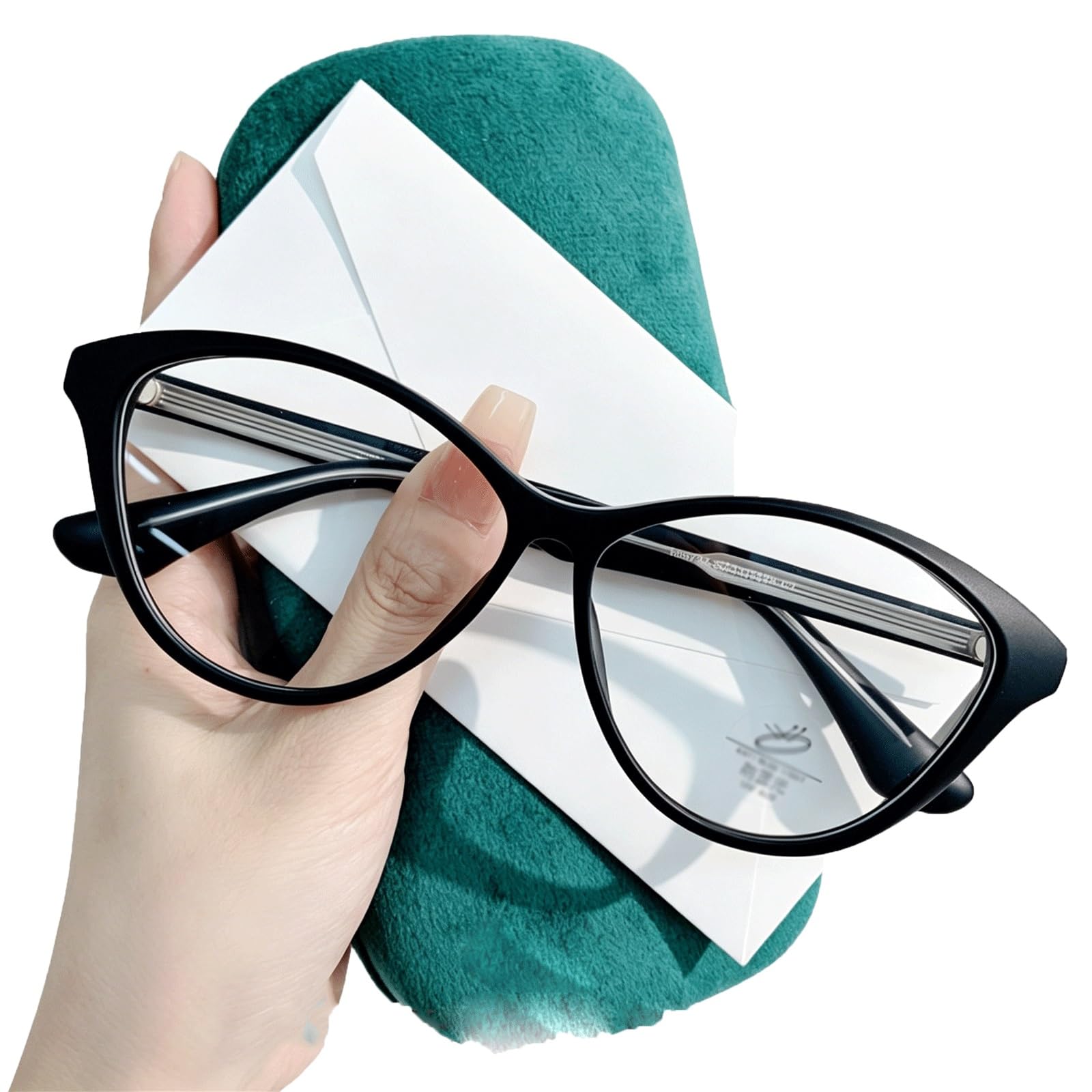 Monturas de Gafas Grandes a la Moda con Almohadillas for la Nariz, Gafas for Ordenador TR90, Gafas sin Receta, Lentes de PC Muy Transparentes(Matte Black)