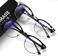 Vista 14 de Lentes Aomaste con bloqueo de luz azul, retro, con semi montura, UV400, lentes transparentes para computadora, unisex