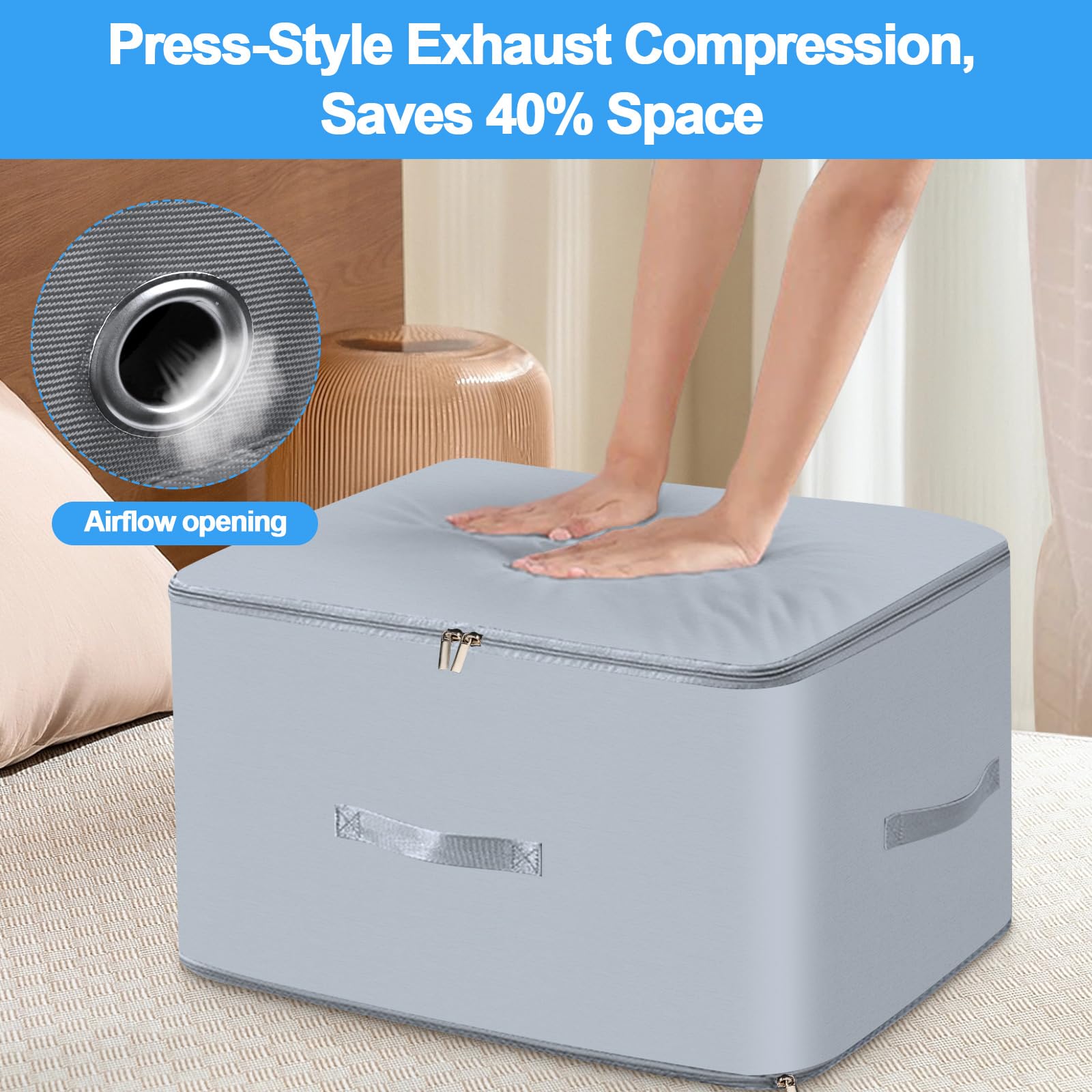 GOIEHIR Selbstkomprimierende Aufbewahrungstaschen 2er Set - Platzsparende Organizer Für Bettdecken & Kleidung