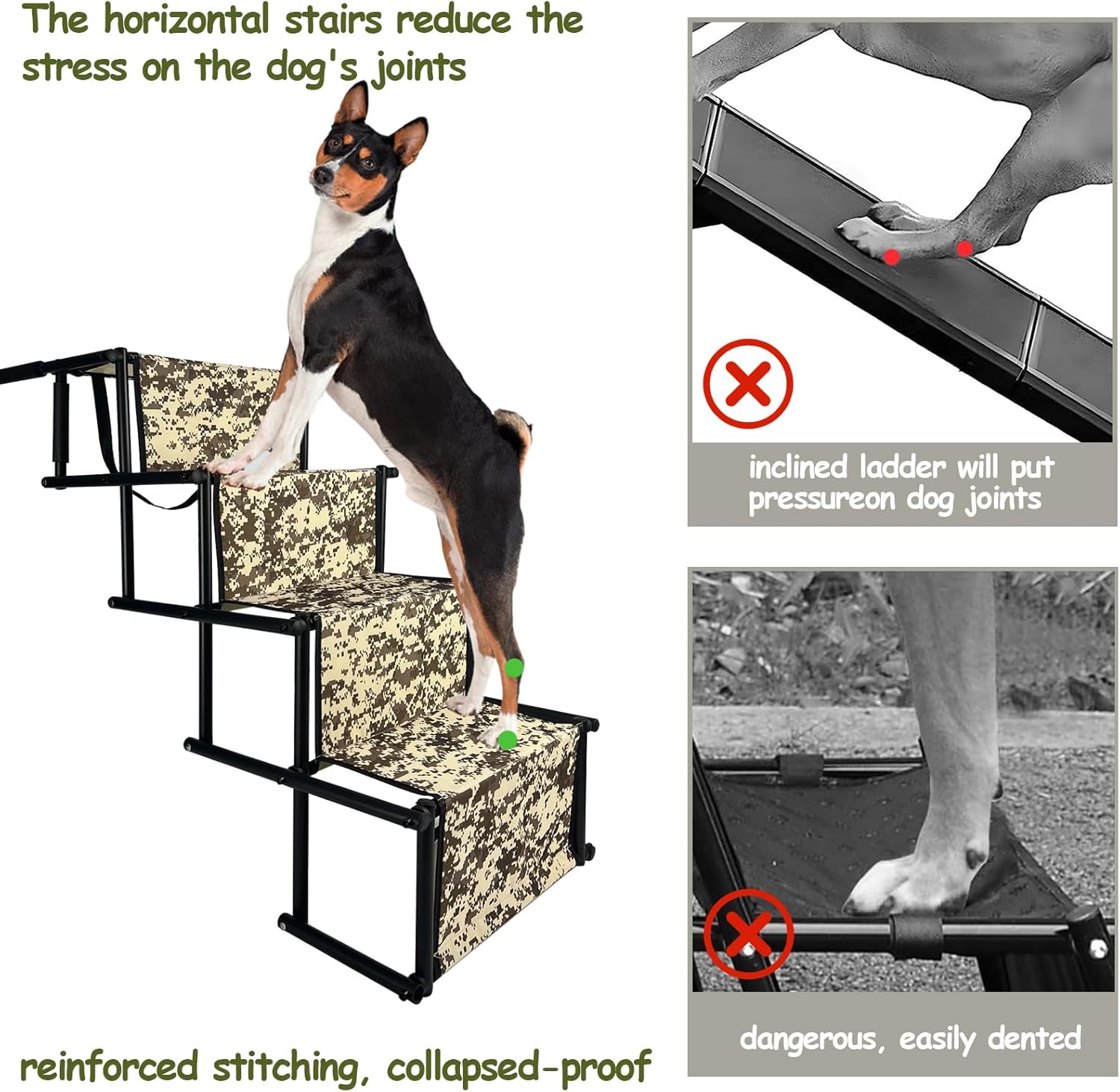 LAFENLIN 4Steps Foldable Dog Stairs Grow Bags for Car, Folding Steps