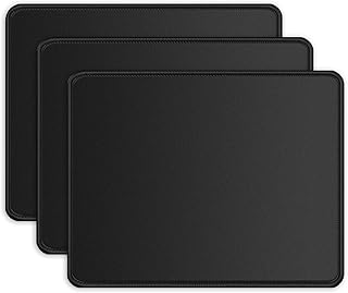 ITNRSIIET 3 Pack Mouse Pad with Stitched Edge, Premium-Textured Square Mouse Mat,Washable Mousepads with Lycra Cloth, Non-Slip Rubber Base Mousepad for Laptop, Computer, PC, 10.2×8.3×0.12 inches Black