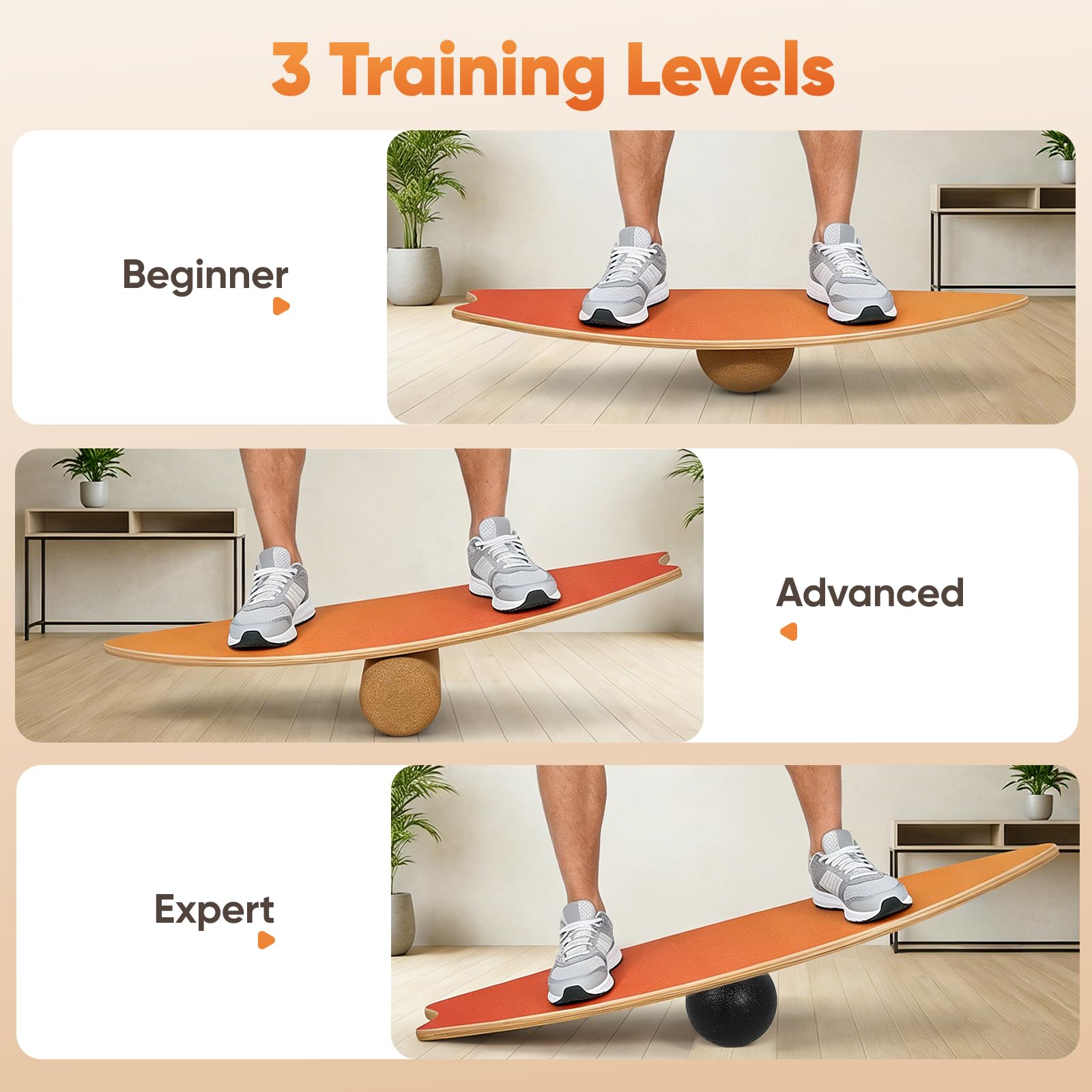 Balance Board per adulti, allenamento dell'equilibrio e allenamento core per l'allenamento a casa, tavola oscillante in legno con rullo, semisfera e palla d'equilibrio