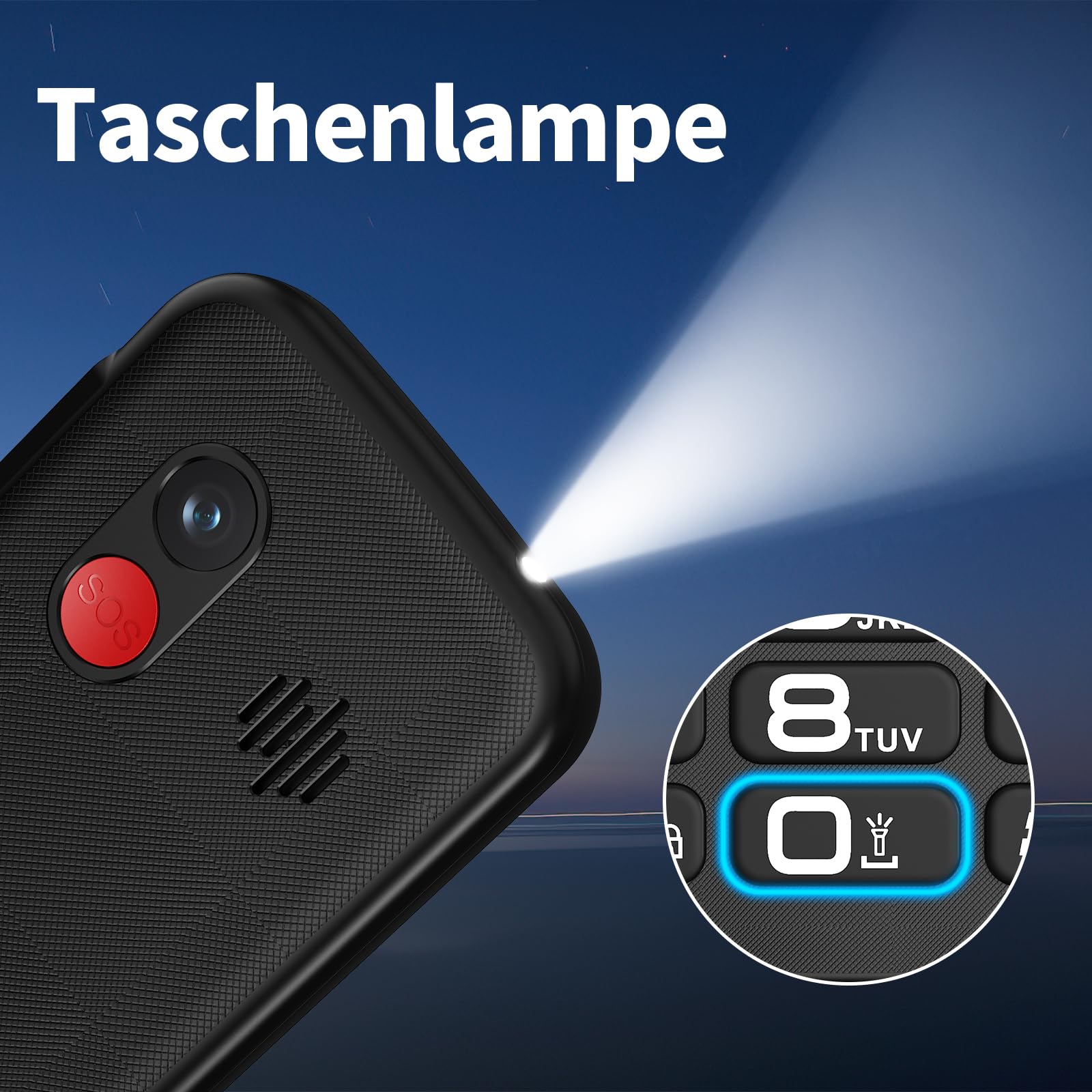 4G Seniorenhandy Ohne Vertrag mit Groüe Tasten | Großes 2,4-Zoll-IPS-Display | Dual Nano SIM Senioren Rentner Handy mit Notruftaste | Typ-C-Kabel | Hörgeräte Kompatibel | Tastenhandy mit Ladestation