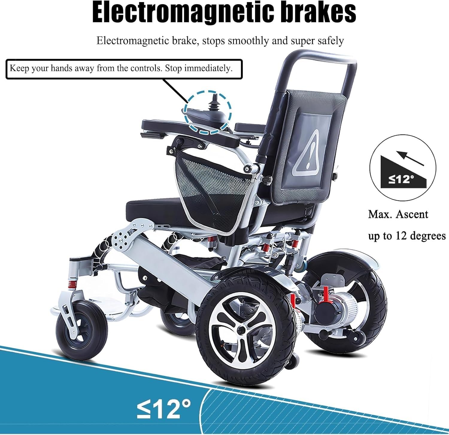 Silla Ruedas Eléctrica Plegable Ultraligera,Silla Ruedas Viaje Sillas Ruedas Eléctricas Ligeras Adultos Y Personas Mayores Soporte 150 Kg,Sillas Ruedas Eléctricas Todo Terreno