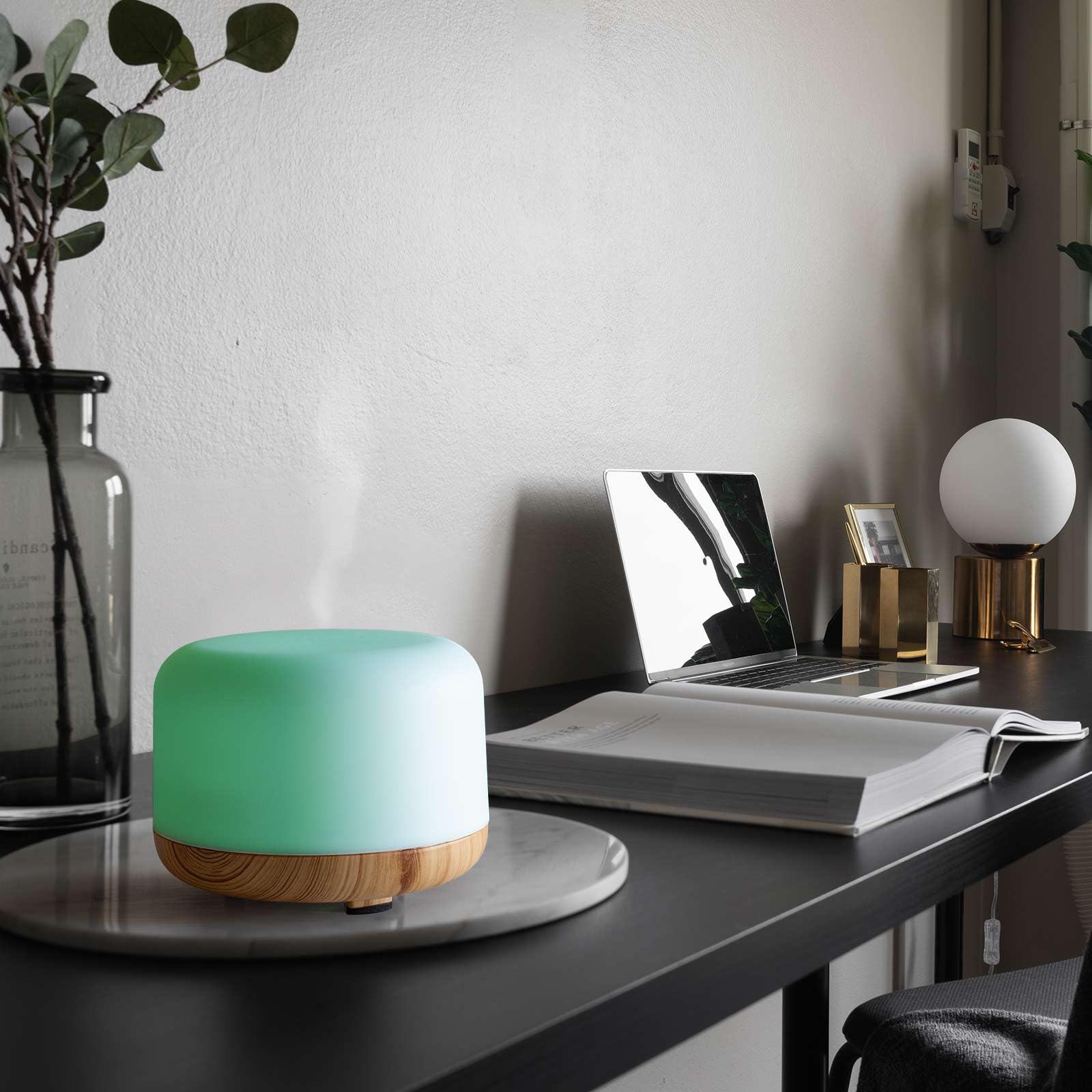 elektrischer Aroma Diffusor Set mit ätherischen Ölen | Luftbefeuchter Für Zuhause | Aroma Diffuser Aruba | 250ml Wassertank | Aromatherapie für Yoga