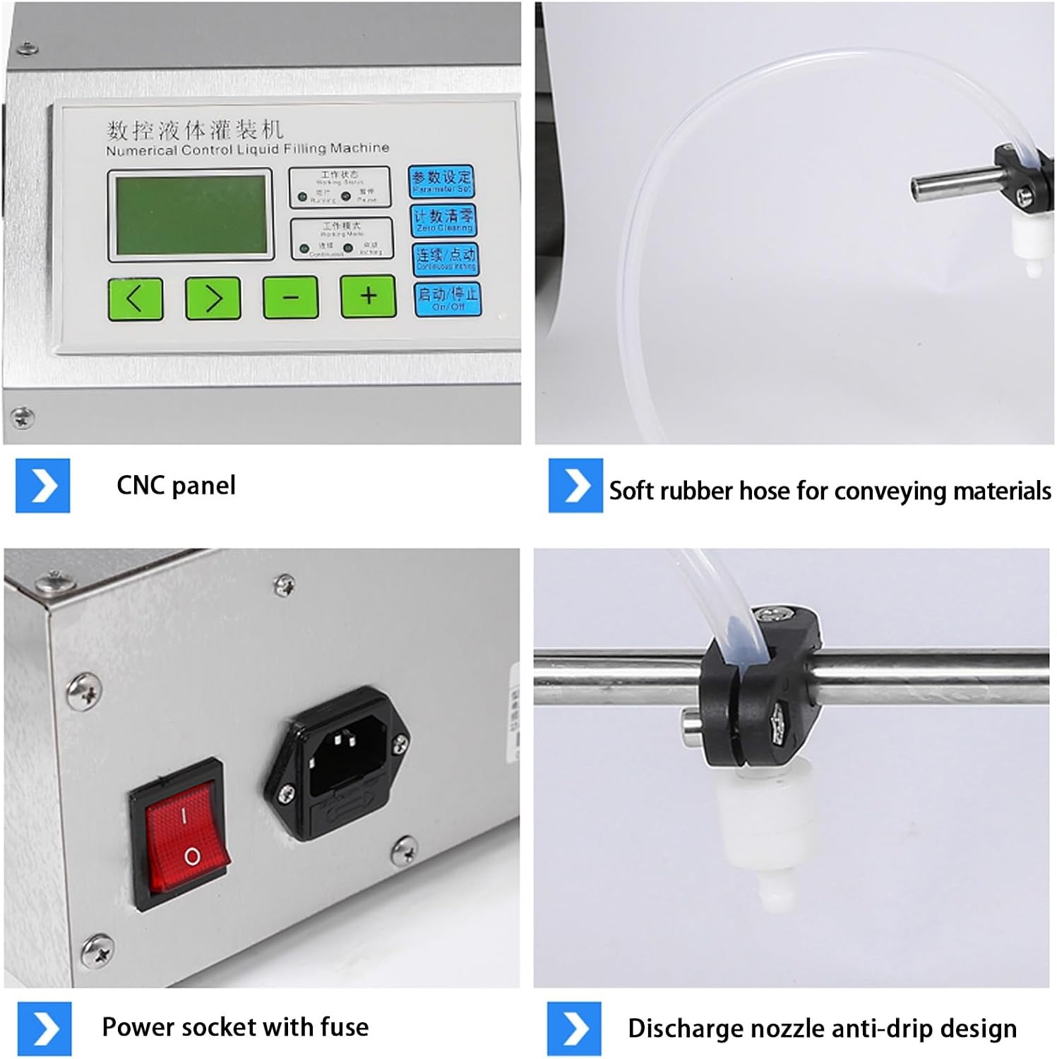 Liquid Filling Machine, Stainless Steel Bottle Filler, Automatic Quantitative CNC Filler Machine, Dispenser with Foot Pedal, for Water, Essential Oil(36cm/14.1in)