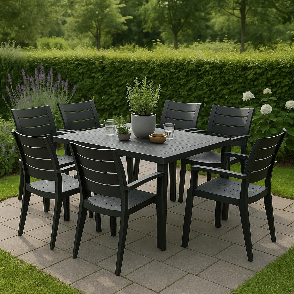 PEGANE Lot de 6 chaises de Jardin empilables en résine Coloris Gris - Longueur 59 x Profondeur 60 x Hauteur 90 cm