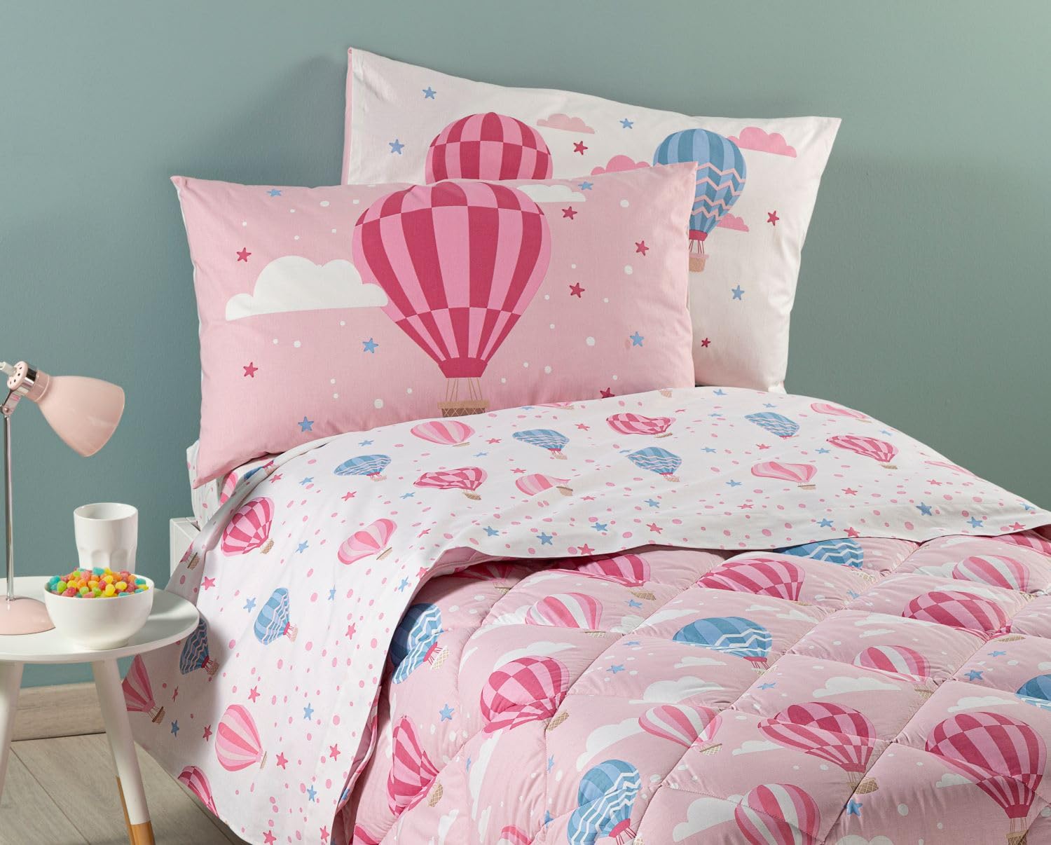 Caleffi - Completo lenzuola per letto Una piazza e mezza art. Star variante Rosa