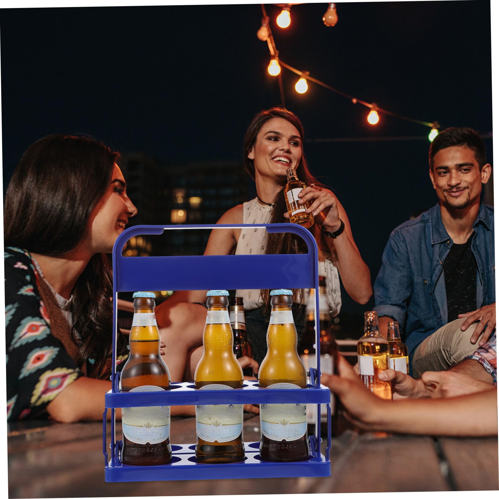 SOLUSTRE Organizer Portatile per Bottiglie Pieghevole Blu Portabottiglie con Design Ergonomico per Bar Casa Ktv e Feste
