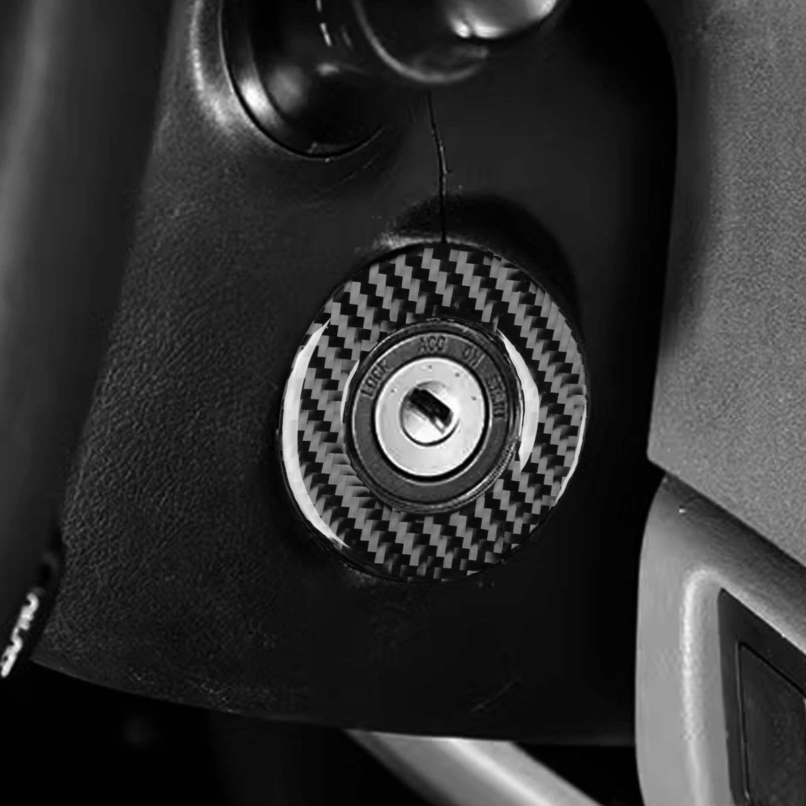 Car Interior Accessories Ignition Switch Ring Carbon Fiber Trim Sticker Compatible with Toyota Tundra 2007 2008 2009 2010 2011 2012 2013