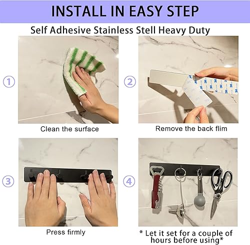 Miniatura 2 de Soporte para llaves de pared, ganchos decorativos para pared, organizador de llaves adhesivo adhesivo, ganchos de acero inoxidable para colgar