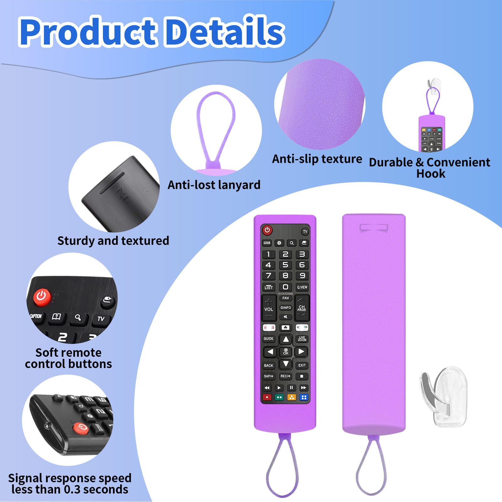Confezione da 3 telecomandi di ricambio per TV LG con copertura protettiva anti-smarrimento in silicone e gancio, universale per tutti gli Smart TV LCD, LED, HDTV, UHD, OLED 3D 4K (arancione, giallo e