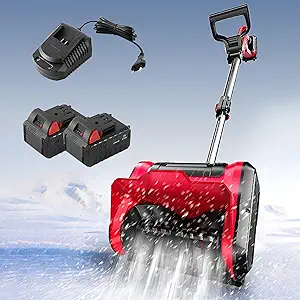 Electric Snow Shovel, Lightweight and Detachable Snow Blower for Driveway, 12.6in. Width, 6.3in. Depth, 26FT Throw Distance, 4.0 Ah Battery + Charger