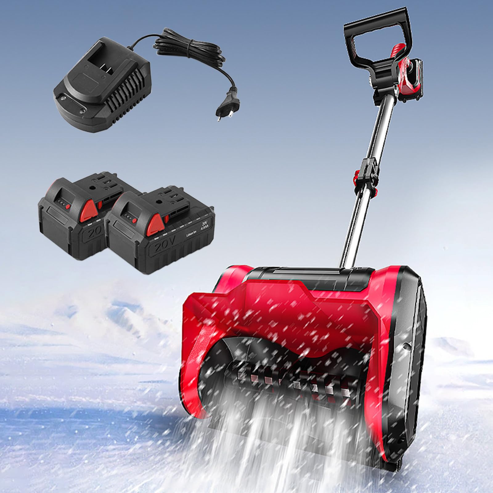 Pala da Neve elettrica, Pala da Neve Leggera e Staccabile per vialetto, Distanza di Lancio 26 Piedi, Pala spazzaneve per vialetto, Batteria da 4,0 Ah + caricabatteria