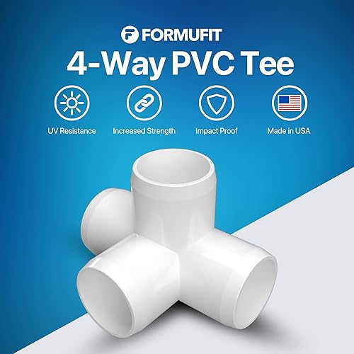 Miniatura 2 de FORMUFIT F0124WT-WH-10 Accesorios de PVC enT de 4vías de calidad para muebles 12pulgada color blancoPaquete con 10unidades