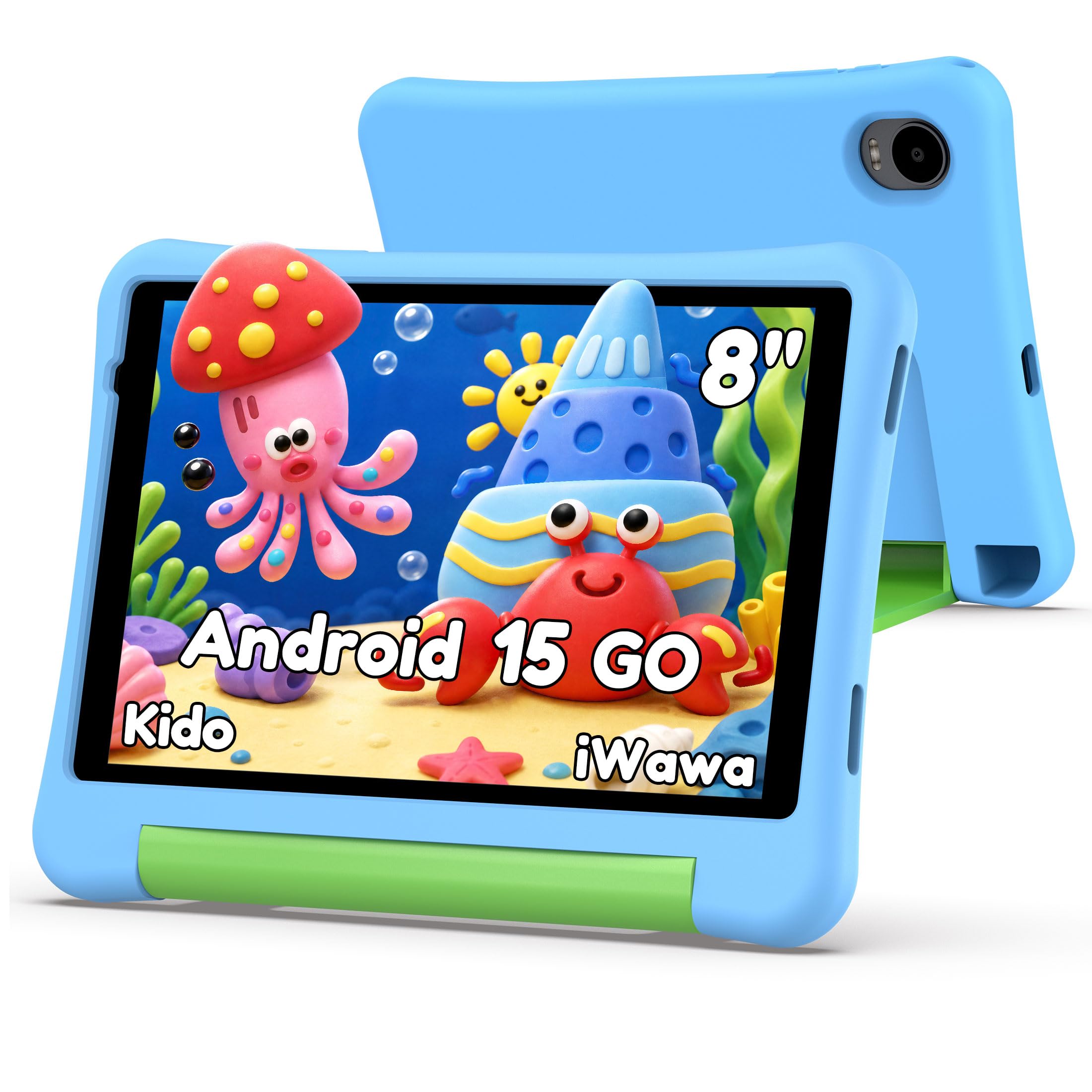 ALLDOCUBE Tablet para Niños 8 Pulgadas,Tablet Infantil con Android 15,5000mAh,32GB ROM,1280×800, WiFi,Control Parental,Tableta educativa para niños con Funda,Azul