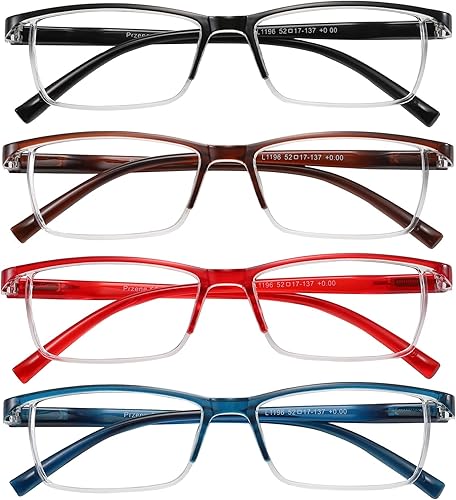 Miniatura 46 de Przene Gafas de lectura para hombres y mujeres, con bloqueo de luz azul, bisagras de resorte, paquete de estilo ligero Negro, marrón claro