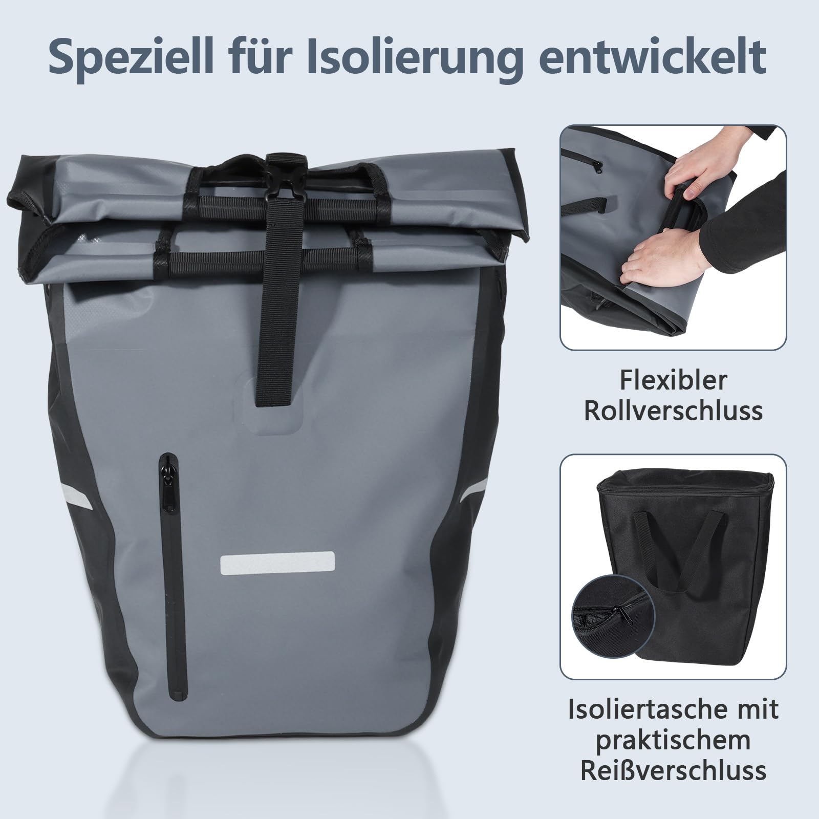 Sacoches de vélo pour porte-bagages avec sac isotherme amovible