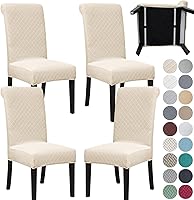 Vista 36 de SPRINGRICO Paquete de 2 fundas para sillas de comedor con cinturón de seguridad, fundas elásticas para sillas Parsons lavables, fundas protectoras