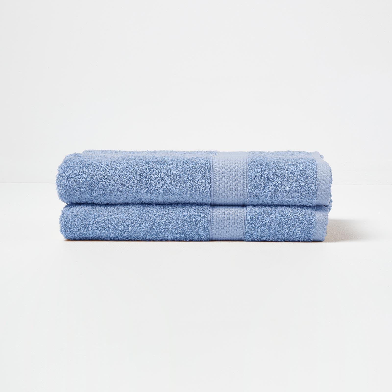 HOMESCAPES Light Blue Turkish Cotton Set of 2 Bath Towels Super Soft Thick & Absorbent 500 GSM Towel Heavy Weight for everyday Luxury