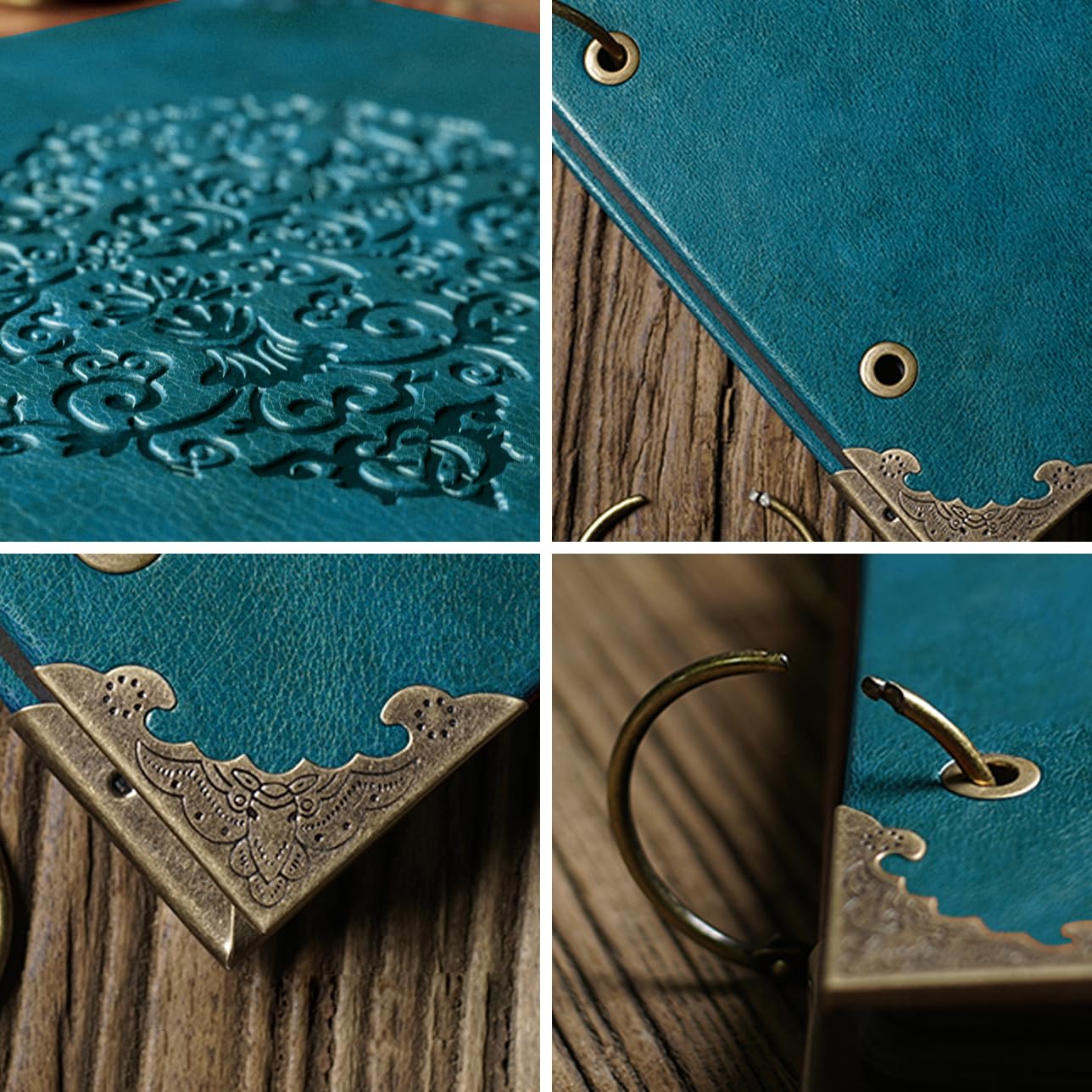 Album na zdjęcia, DIY, do scrapbookingu, 25 x 25 cm, 50 stron, skórzana okładka, segregator z trzema pierścieniami, z 408 samoprzylepnymi narożnikami zdjęć, do przechowywania pamięci, serce