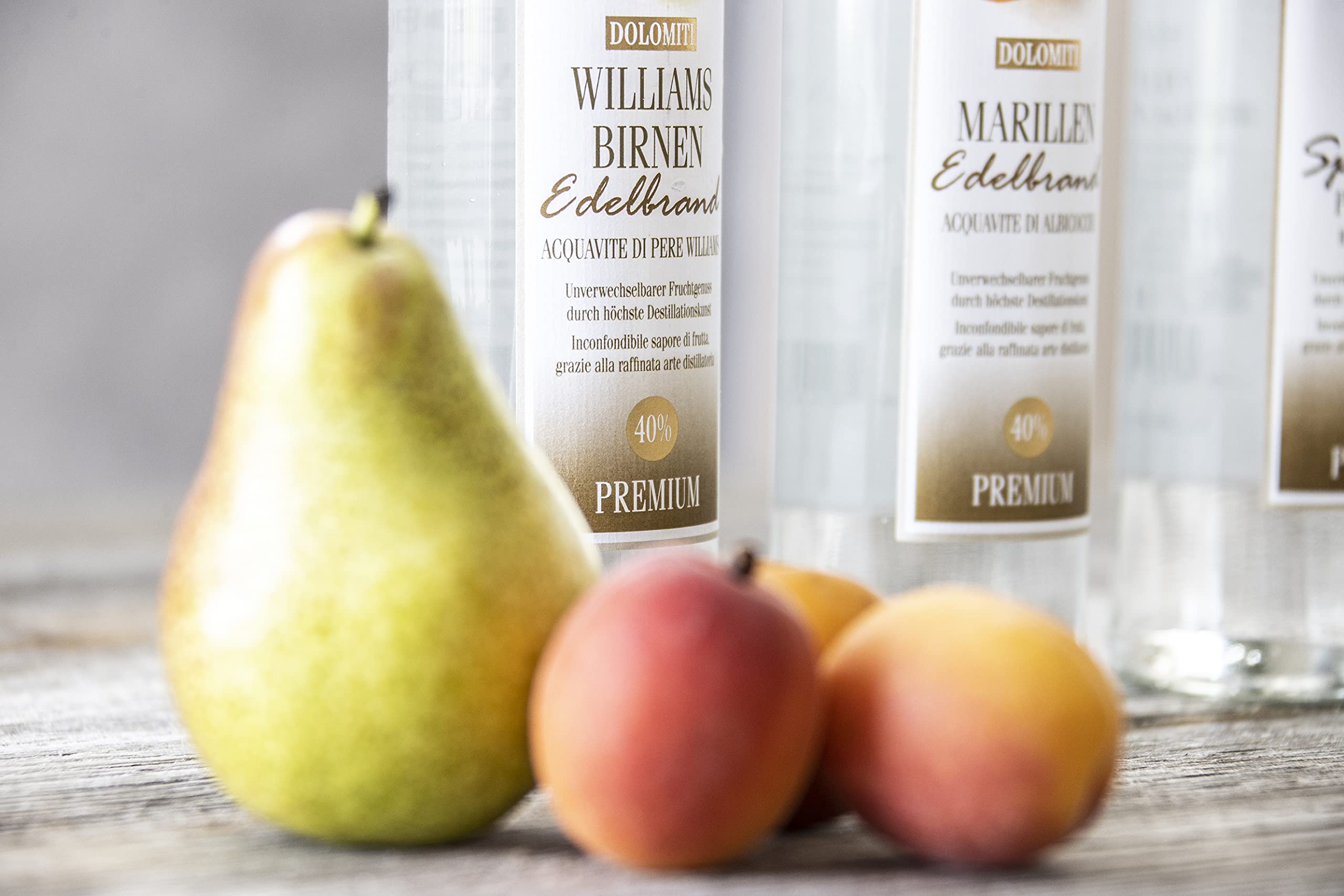 DOLOMITI Obst-Edelbrand 40% vol. – Obstbrand aus Äpfeln & Birnen – 1 x 0,5 Liter – modernste Brenntechnik – unter Vakuum mehrfach destilliert – hergestellt in Österreich