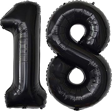 40 Inch Black Foil Mylar Balloon | 18th Birthday Decorations for Girls And Boys | 18 Birthday Balloon for Girls And Boys | 18th Anniversary Decoration | Birthday Party | Wedding