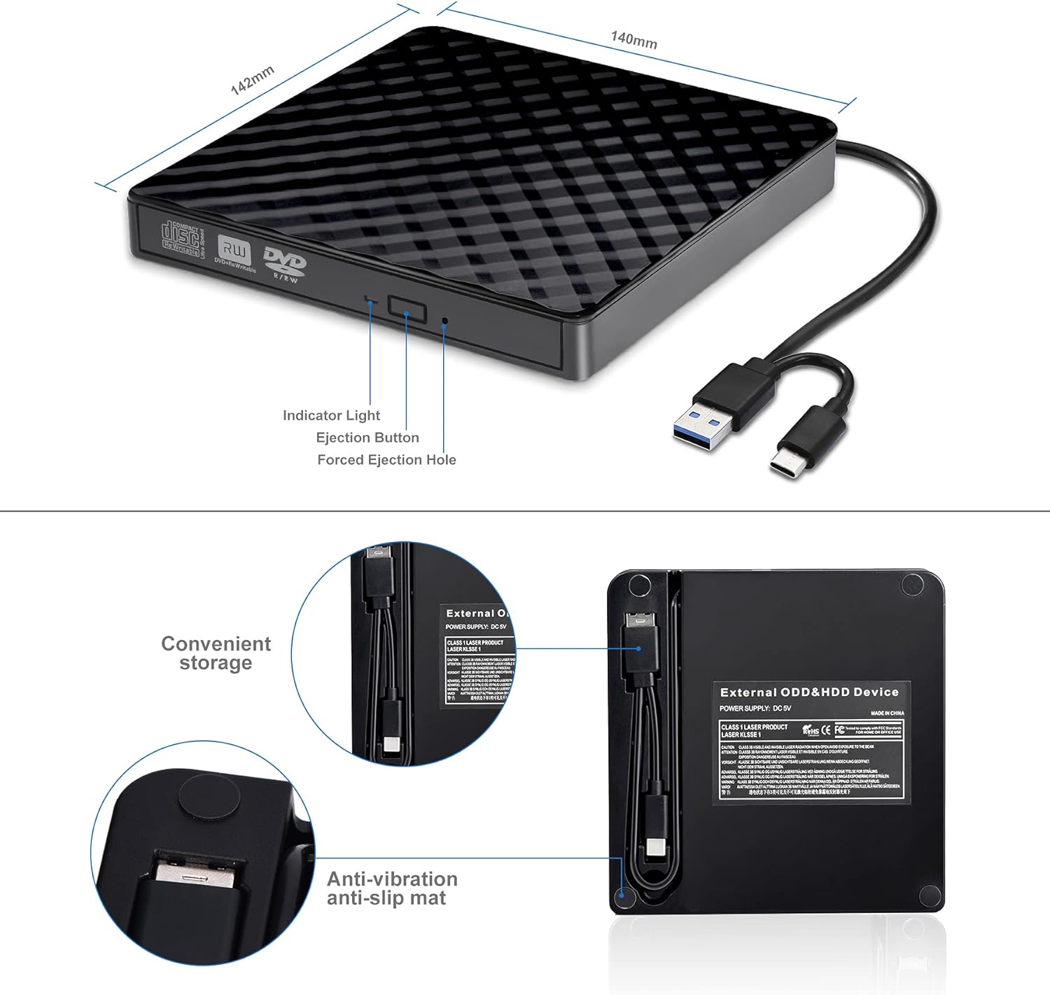 Buy External DVD Drive USB 3.0 TypeC CD Burner Portable CD DVD +/RW