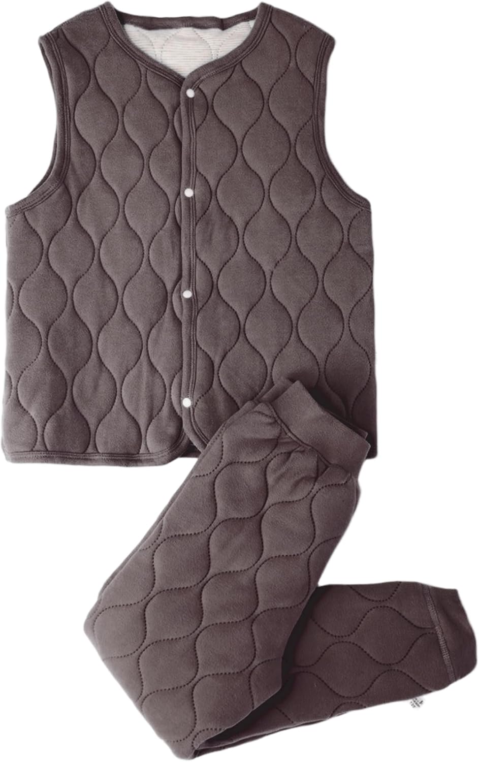 JEYPINMI Girls Boys Thermal Underwear Set 2-Piece Quilted Outfit Base Layer Sleeveless Vest with Pants Winter Clothes