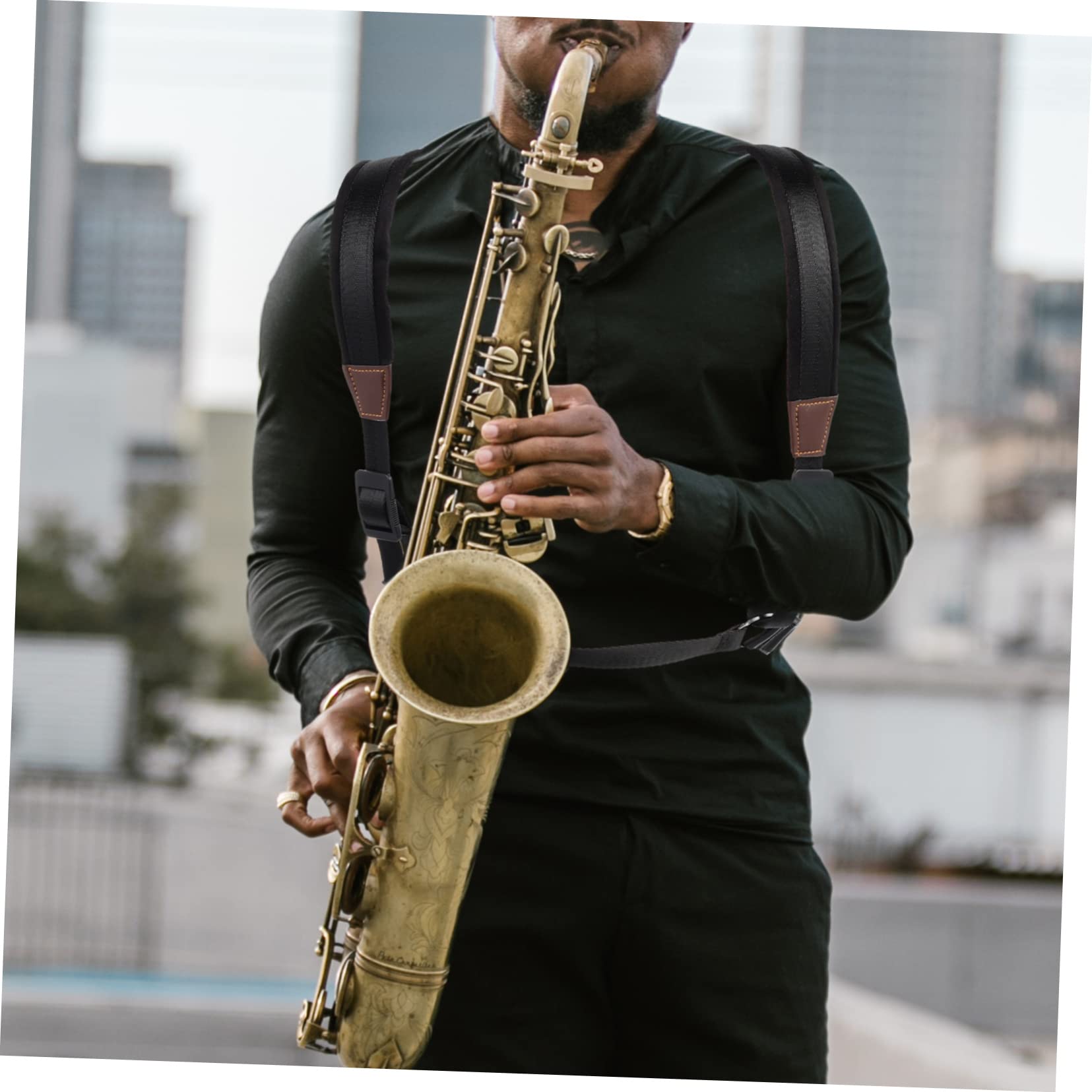 TOYANDONA Verstellbarer Kinder Saxophongurt aus Plüsch und Nylon Bequemer Saxophon Schultergurt mit Gepolstertem Design für Komfortables Spielen und Lange Nutzung