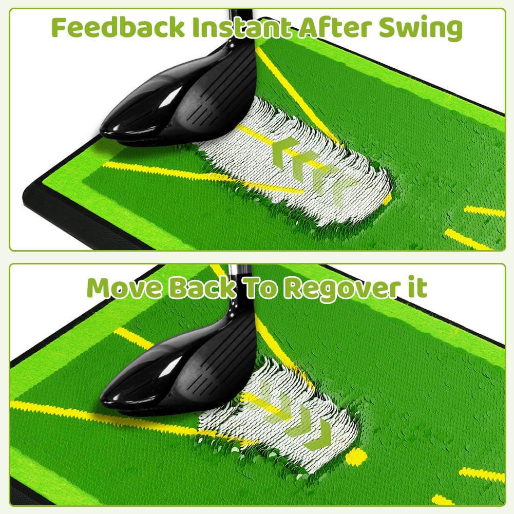 Flintronic Tapete para Swing De Golf, Alfombrilla De Golf para Columpio, Base Goma Antideslizante, para Análisis y Detección de La Ruta de Oscilación, para Hogares, Interiores y Exteriores