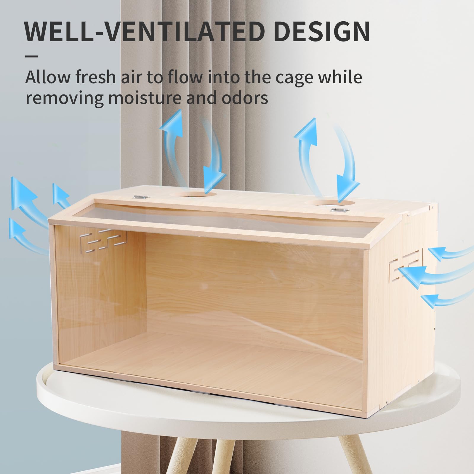Jaula de madera para hámster de 31.5 pulgadas, hábitat grande, parte superior que se puede abrir, acrílico transparente para visión interior, ventilada, fácil de limpiar, para hámster sirio, hámster