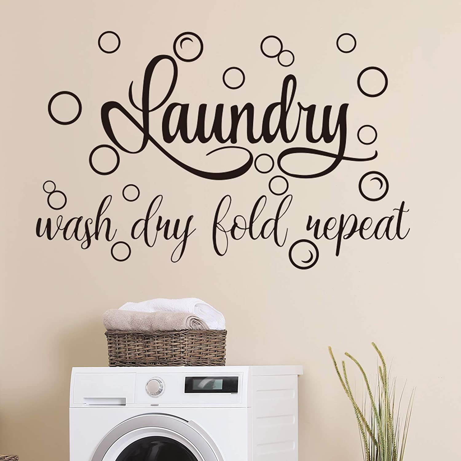 VVWV Laundry Room Vinyl Black Wall Sticker Saying Wash Dry Fold Repeat Wall Sticker Bubble Sticker Art Signs Wall Quote Sticker Wall Sticker Home Bedroom Decor Office Wall Hall L x H 45 cm x 50cm (B08VD5VLZX) Amazon Price History, Amazon Price Tracker
