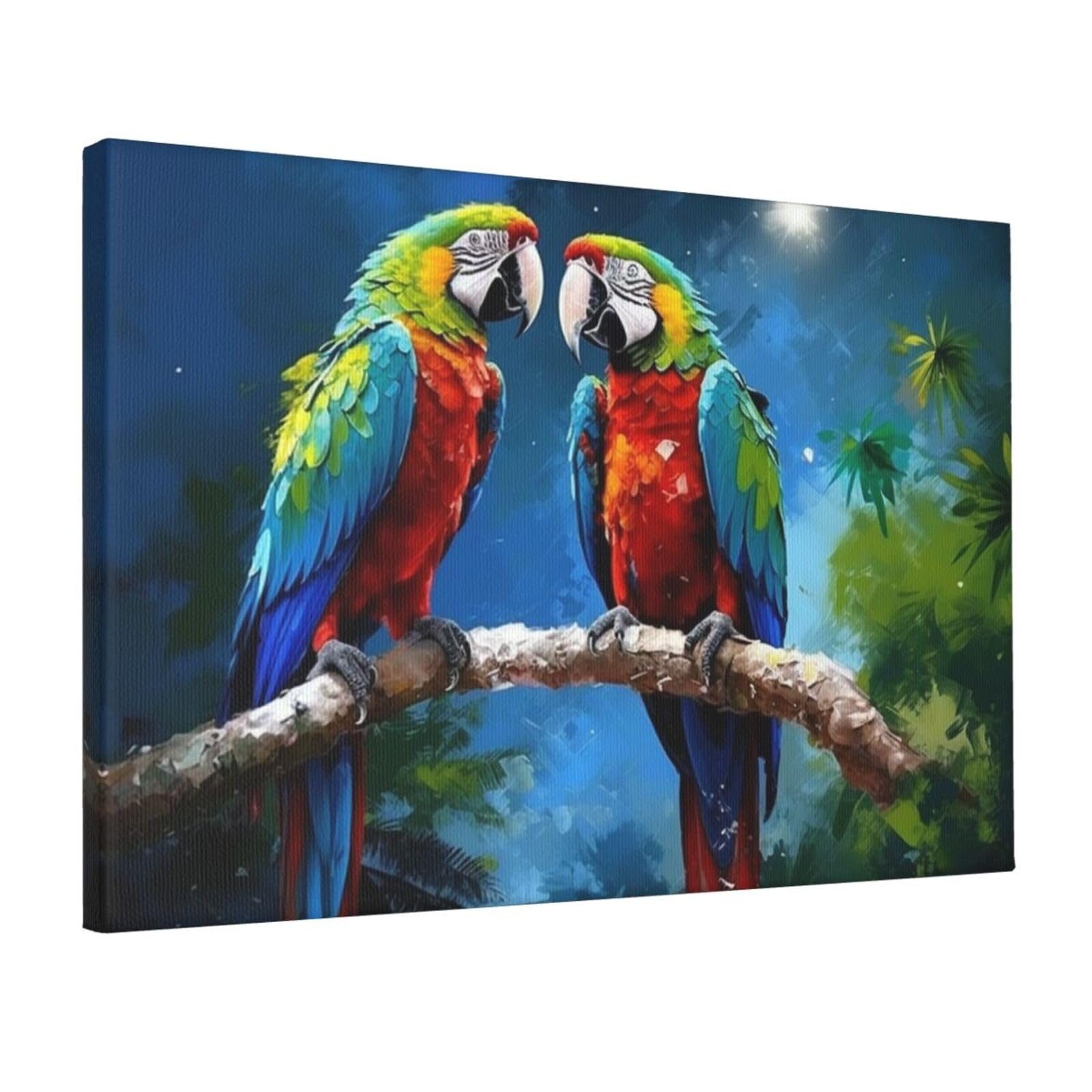 Canvas Wall Art for Living Room Wall Decor 12"x18" Modern Artwork Painting Pictures Hanging Canvas Prints Parrots Aesthetic Wall Art for Bedroom Bathroom Office Wallart Decor