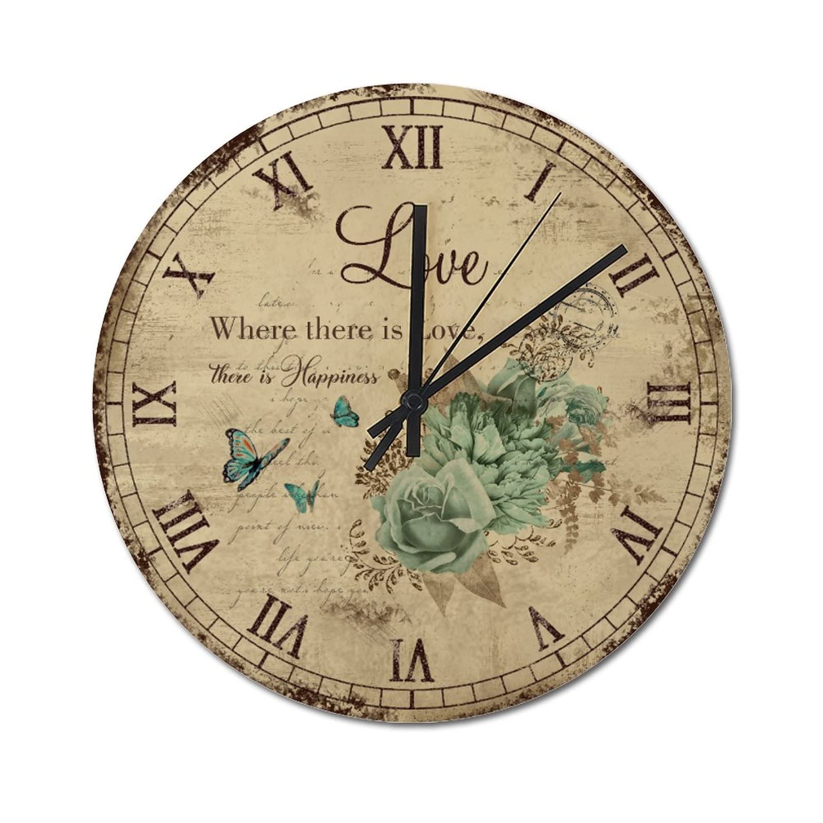 Horloge murale romantique et fleurie pour un salon plein d'amour et de bonheur