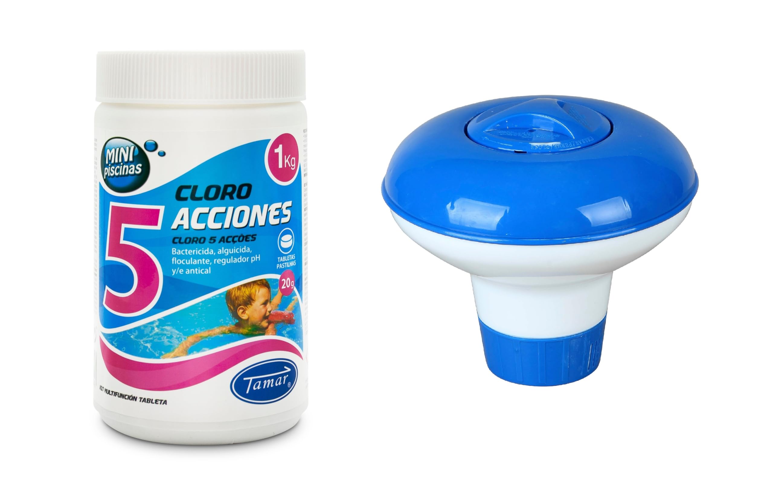 Tamar Pack Chlorine 5 Actions Mini Pool 1kg + Chlorinator 20g