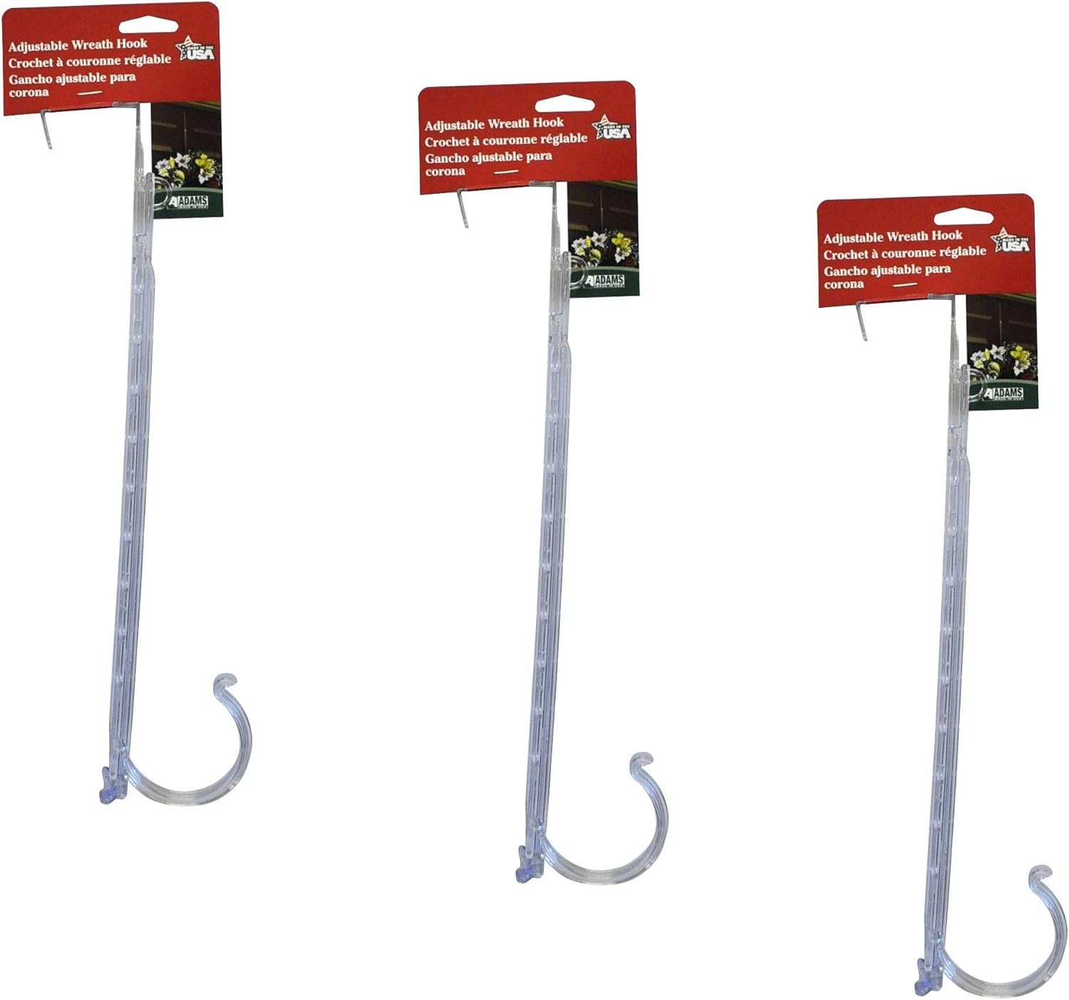 Adams Christmas 9220-99-1740 Adjustable Wreath Holder/Hook, 3 Pack