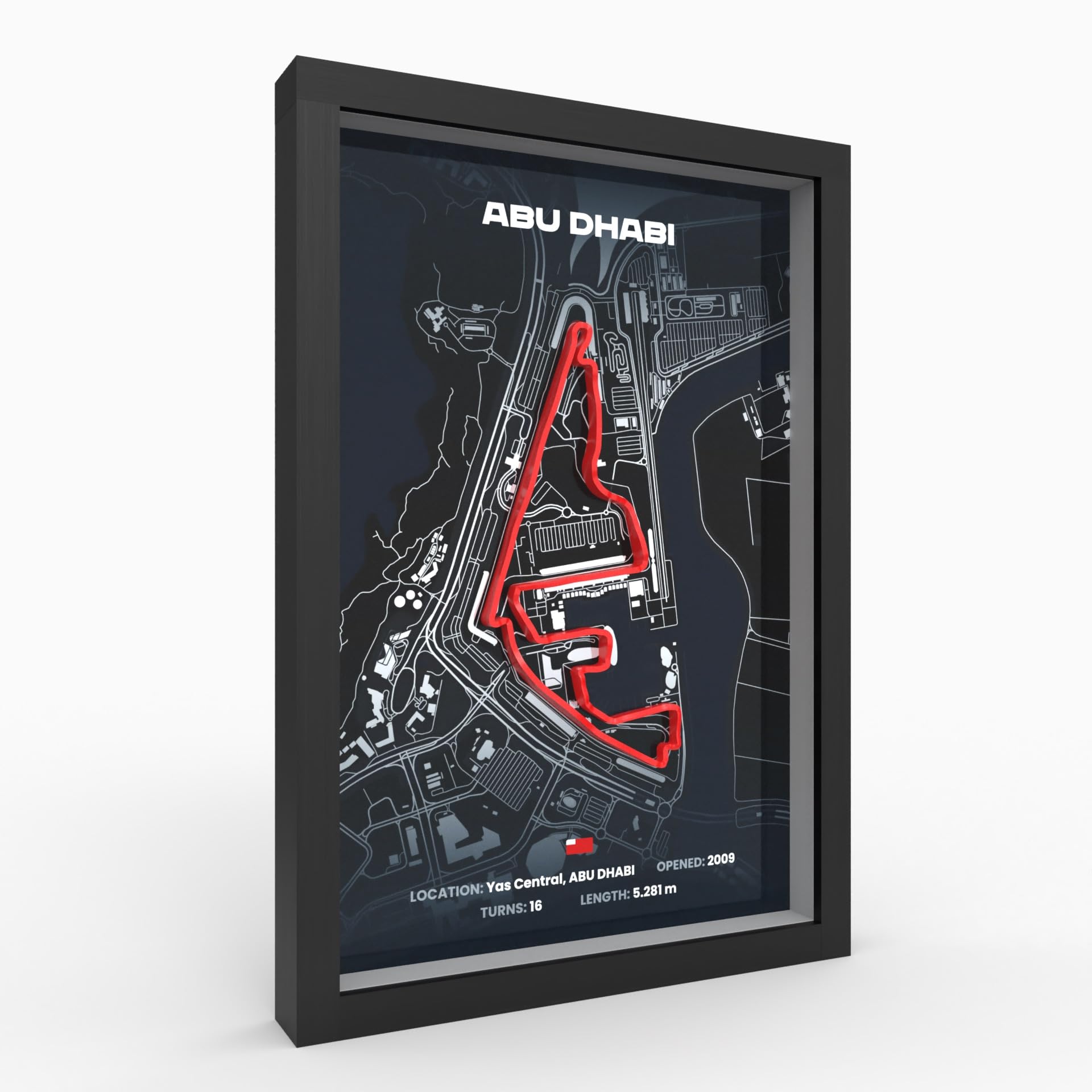 Plakat Abu Dhabi GP 3D w ramie drewnianej, tor wyścigowy, prezent dla fanów motorsportu