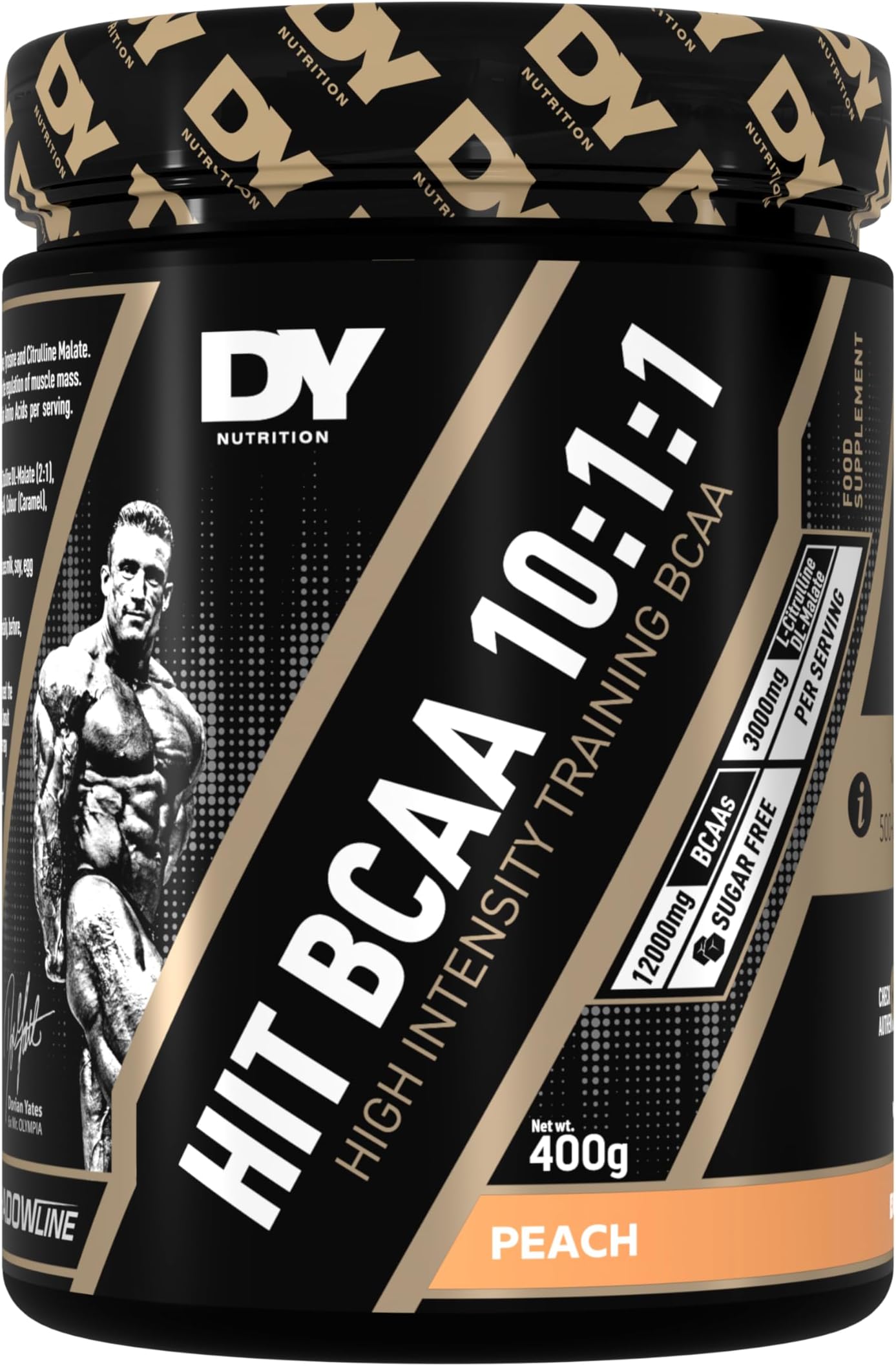 HIT BCAA 10:1:1 (Peach) with L-Citrulline Malate, Beta Alanine + 12g of Branch Chain Amino Acids 400g Powder, 20 Servings - Optimal Pump & Performance | Non Stim Pre & Intra Workout