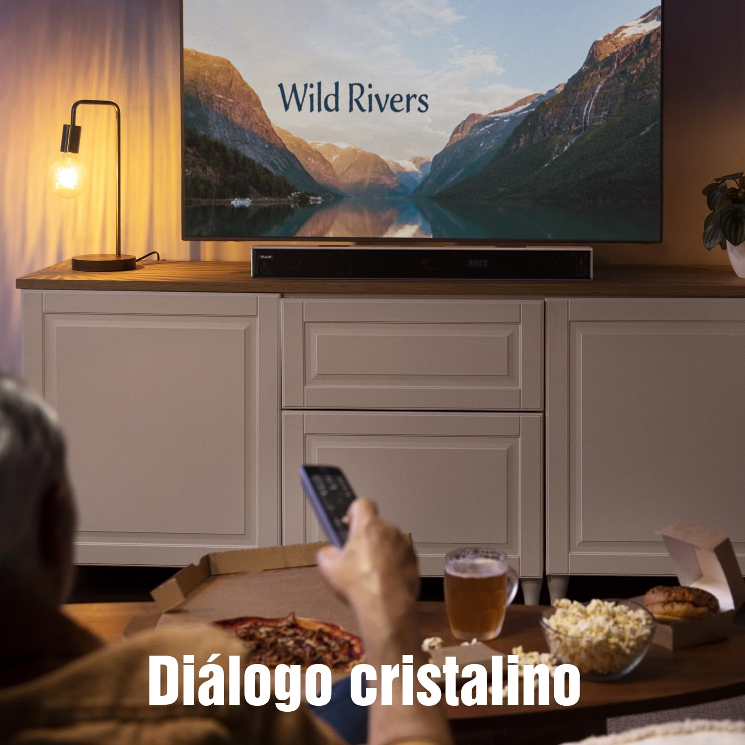 Hiwill 5.2.2 Dolby Atmos Barra de Sonido de Madera, 400W Barra de Sonido para TV con Subwoofer Dual Integrado, Altavoces de Cine en Casa Todo en Uno, 2 Altavoces de Disparo Ascendente, WoNoble A502