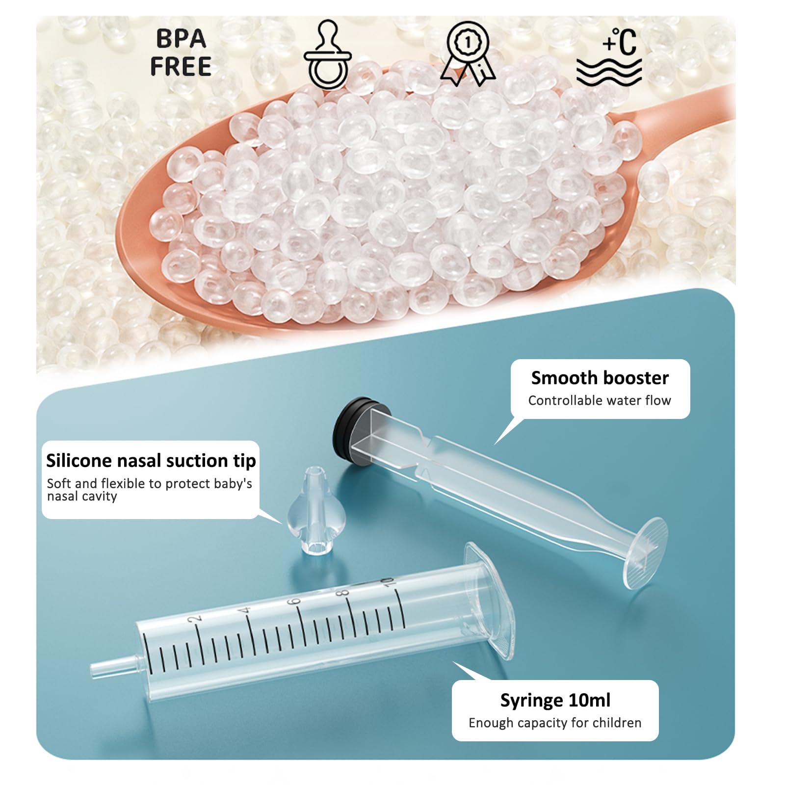 Siringa per Lavaggi Nasali Bambini ,2 pezzi Irrigatore Nasale 10ml, Siringhe Lavaggi Nasali con Punta in Silicone Morbido, Irrigazione Nasale Riutilizzabile Portatile Aspiratore Nasale