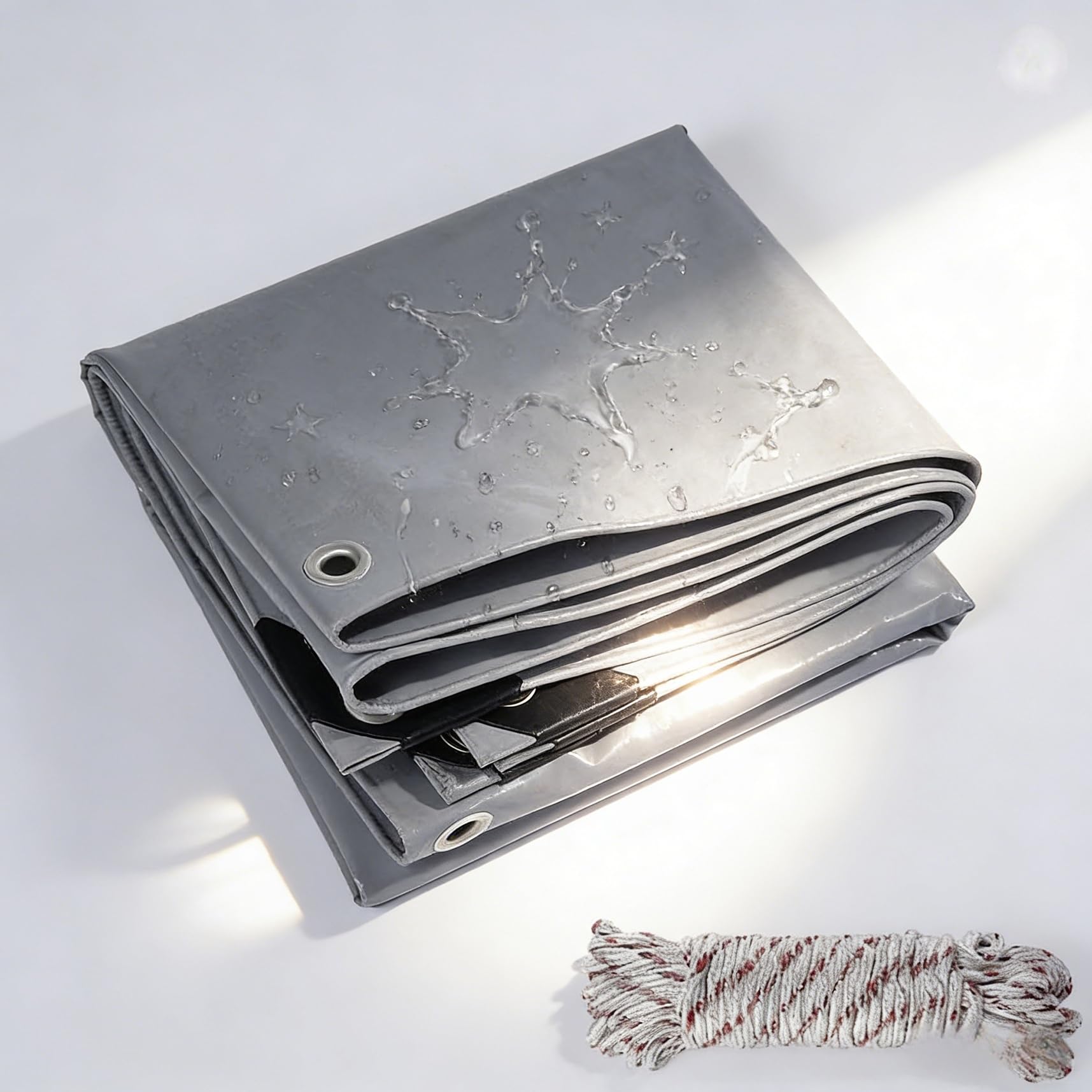 Bâche de Protection 120 x 220 cm Imperméable, Ultra Lourde et Résistante, Anti UV, Anti-Déchirure et Résistante avec Oeillets Bâche pour L'Extérieur pour Meubles, Jardin, Gris