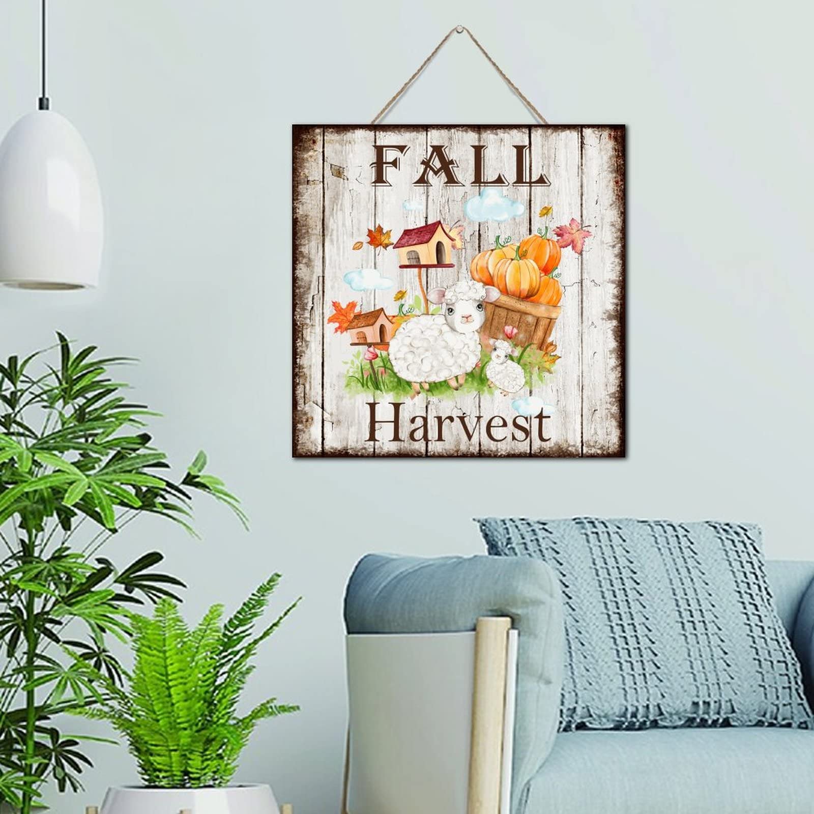 Plaque murale rustique en bois citrouille d'automne pour habiller un mur vide