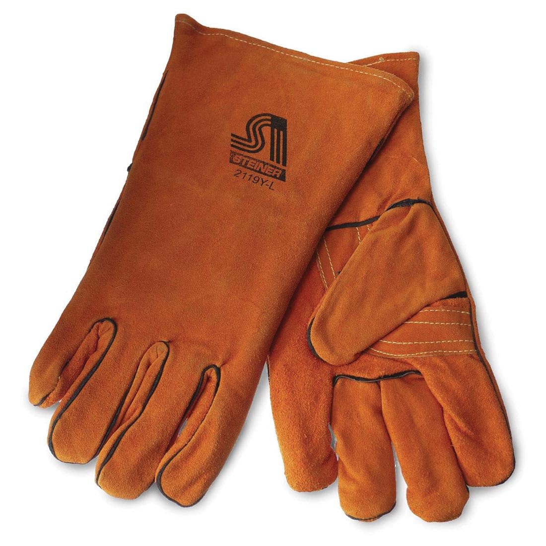 Amaco 11404S Heat-Resistant Gloves, Leather, Cowhide, Full-Cotton Lining