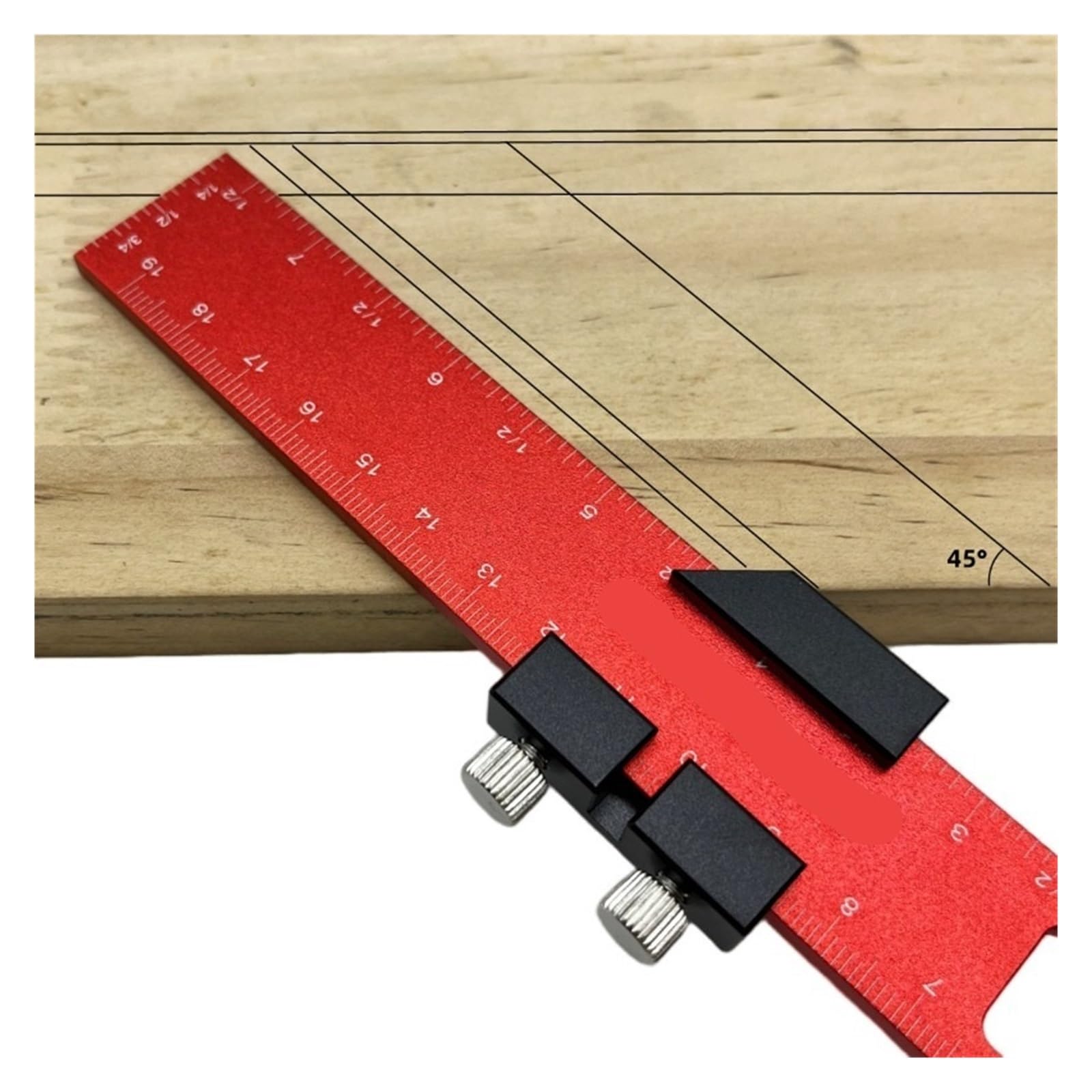 Bloque de Posicionamiento para Regla Regla de posicionamiento aleación aluminio 16/20/30cm, indicador marcado carpintería, herramienta medición ángulo for diseño precisión carpintero DIY(160mm)