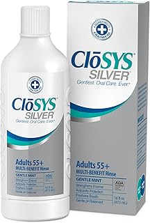 CloSYS Silver Fluoride Mouthwash, 16 Ounce (Pack of 2), Gentle Mint, for Adults 55+, Alcohol Free, Dye Free, pH Balanced, Fights Cavities and Strengthens Tooth Enamel