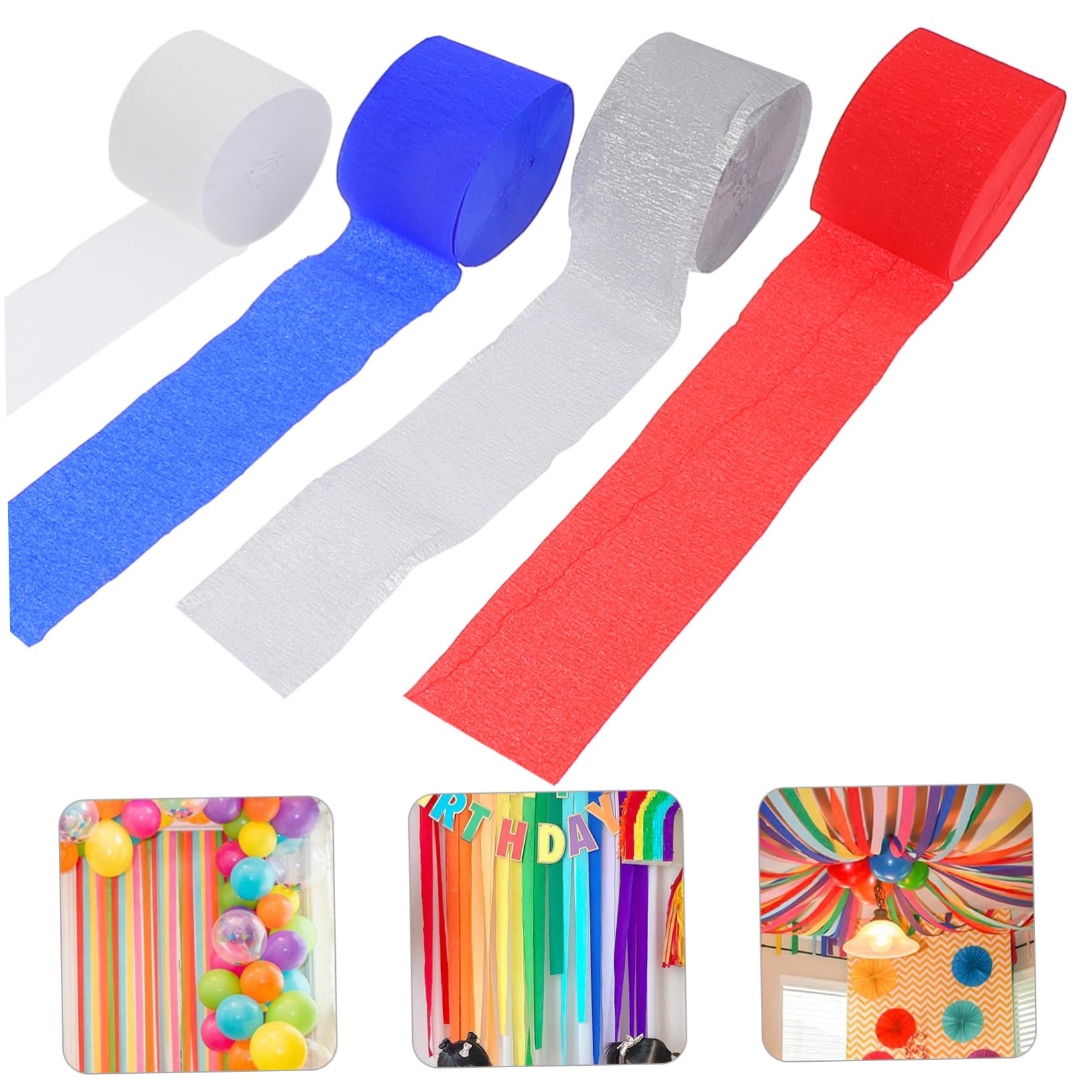Krepppapier-Luftschlangen Set – 6 Rollen In 3 Farben, Je 4,5 Cm X 25 M, Für Geburtstag & Hochzeit