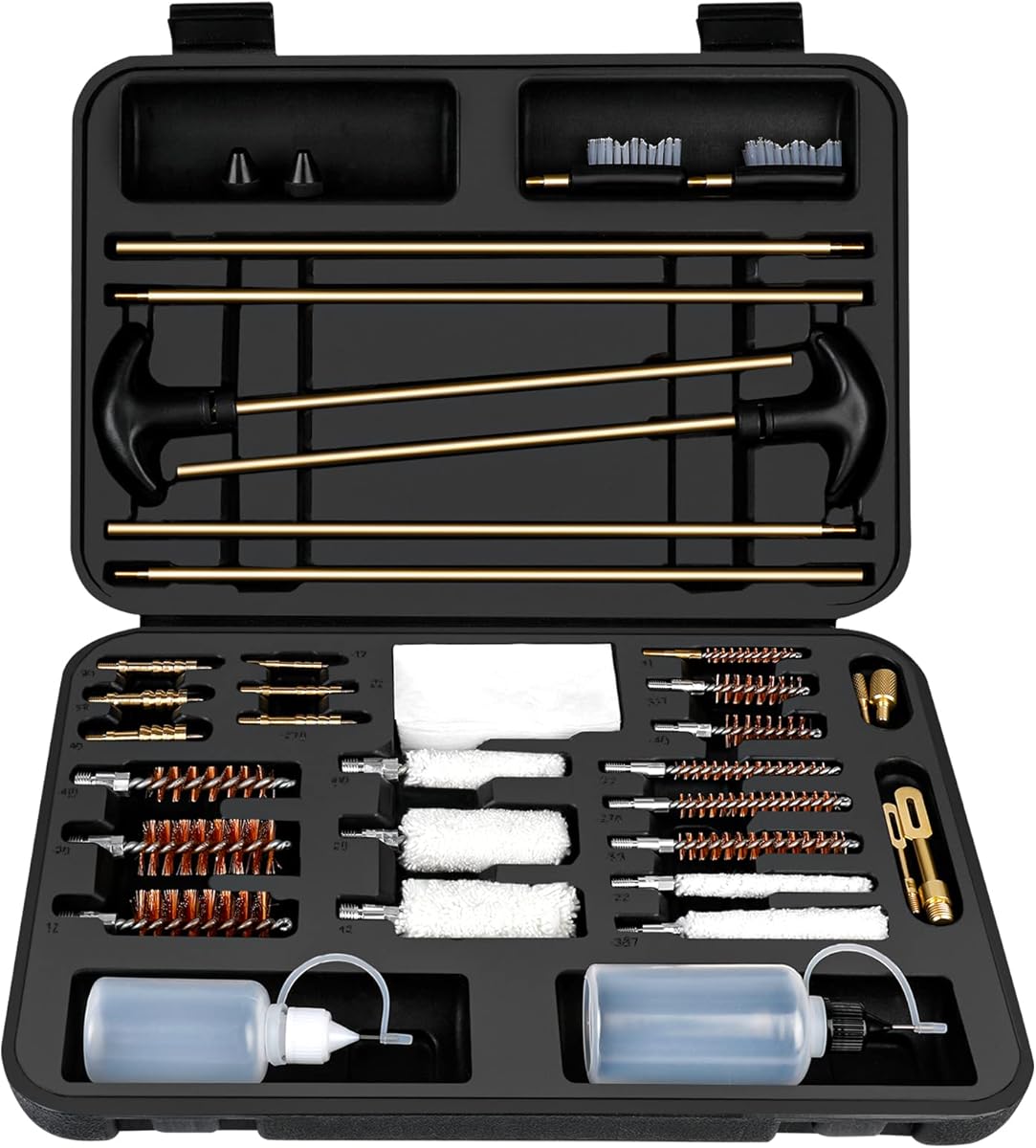 Universal Gun Cleaning Kit, Rifle Cleaning Set with Reinforced Brass Rods, Brass Jags and Slotted Tips