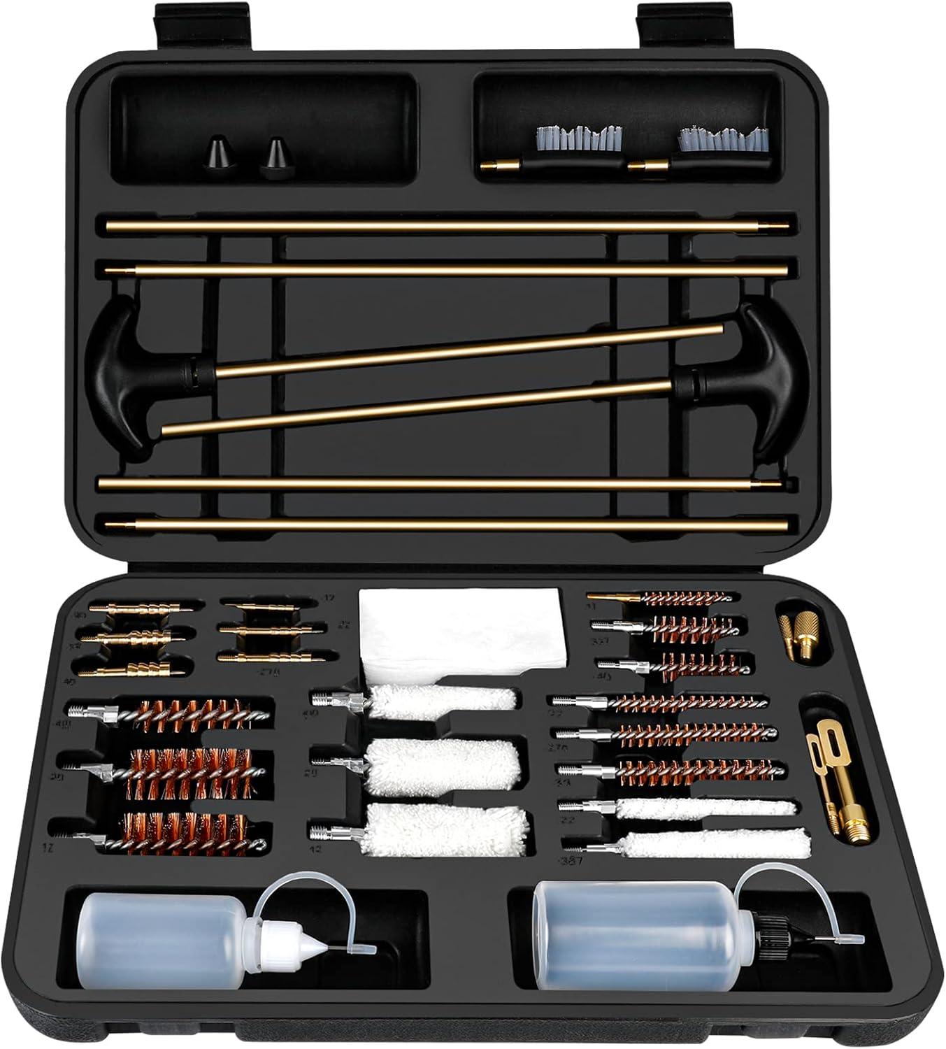 Laziiey Universal Gun Cleaning Kit, Rifle Cleaning Set with Reinforced Brass Rods, Brass Jags and Brass Slotted Tips Laziiey Universal Gun Cleaning Kit, Rifle Cleaning Set with Reinforced Brass Rods, Brass Jags and Brass Slotted Tips