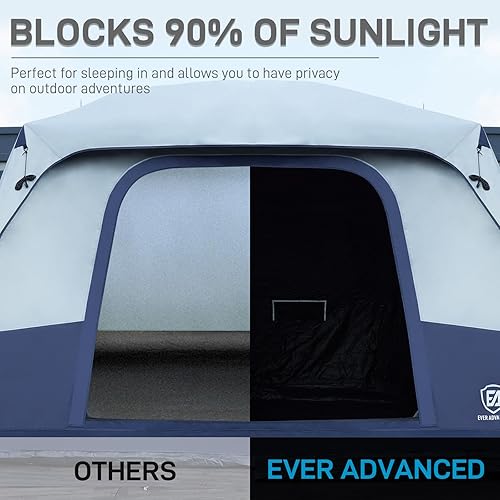 Miniatura 2 de EVER ADVANCED Tienda de campaña opaca para 10 personas, tienda de campaña para múltiples habitaciones para la familia, tiendas grandes con lluvia y